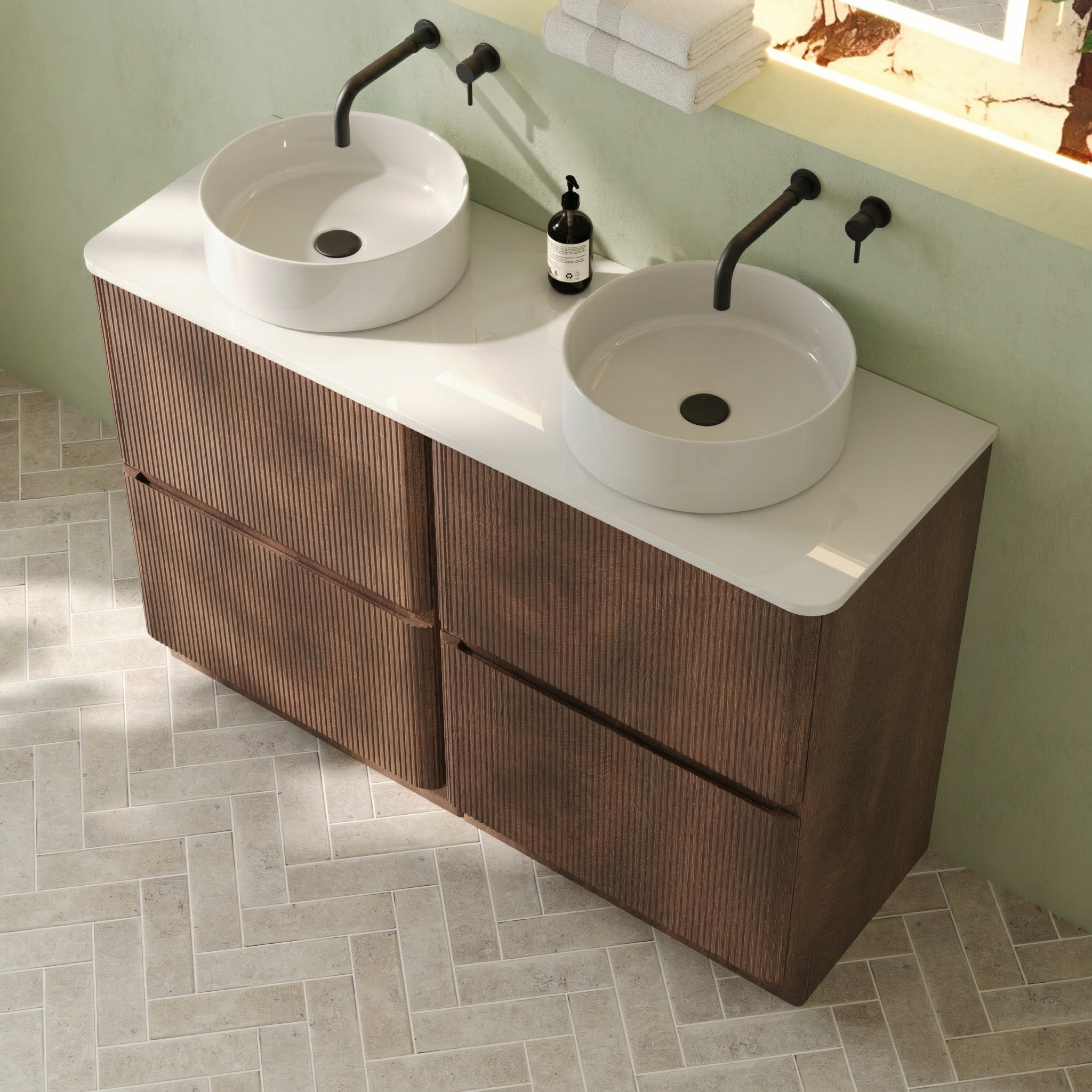 Drench Origin 1200mm Fluted Floorstanding Vanity Unit & Countertop