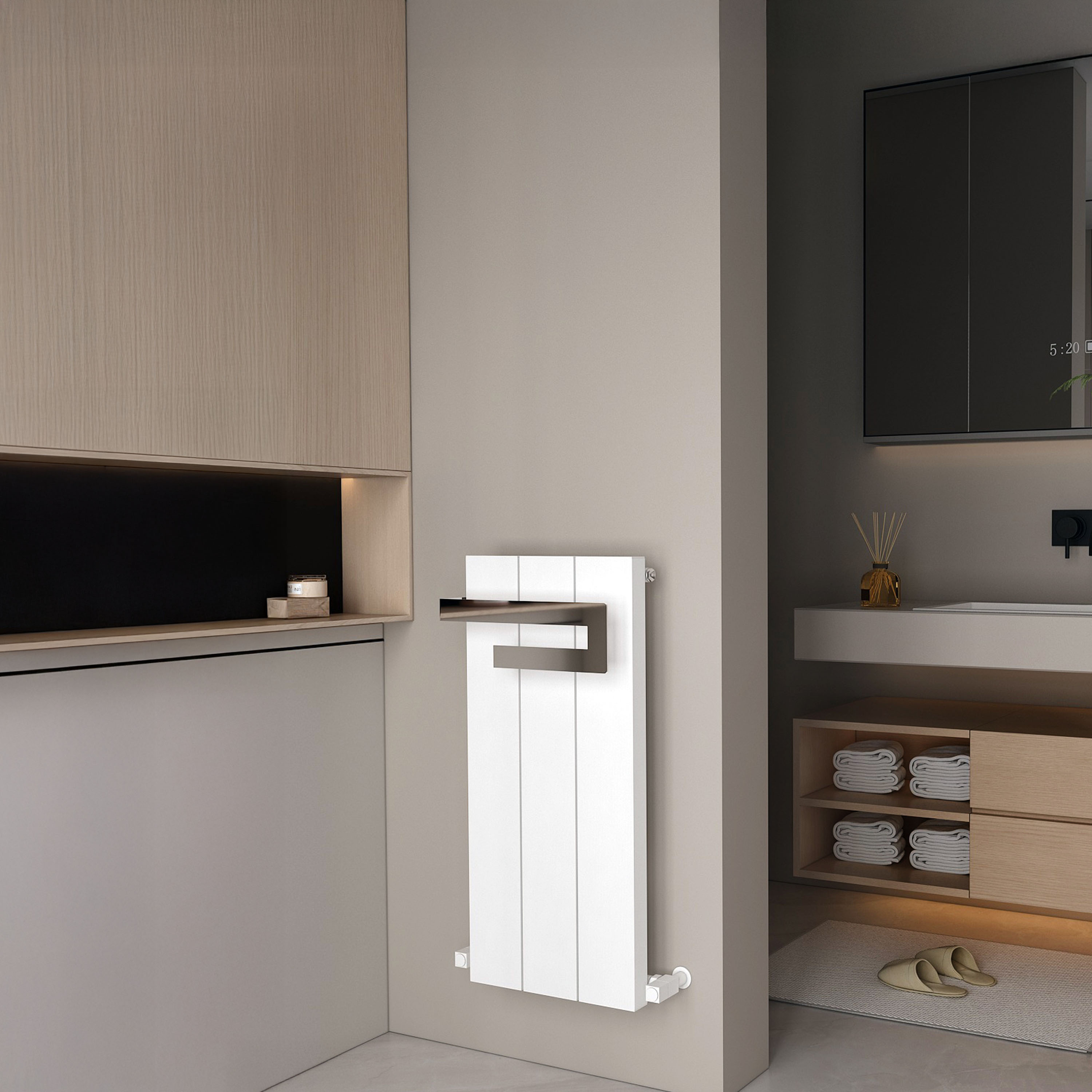 Carisa Elvino Bath Aluminium Vertical Radiator & Towel Rail