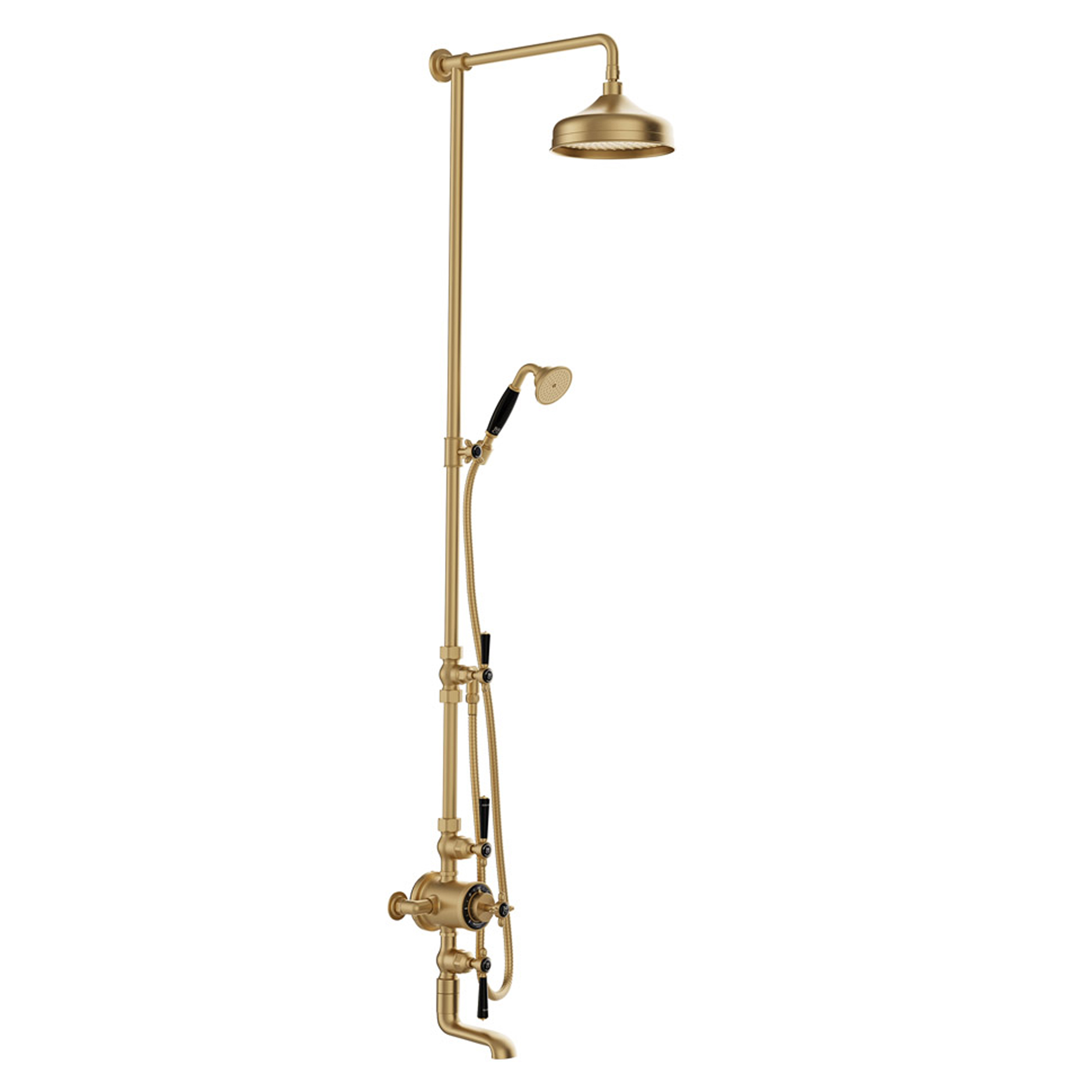Booth & Co Axbridge Traditional 3 Outlet Exposed Thermostatic Shower Set with Bath Spout