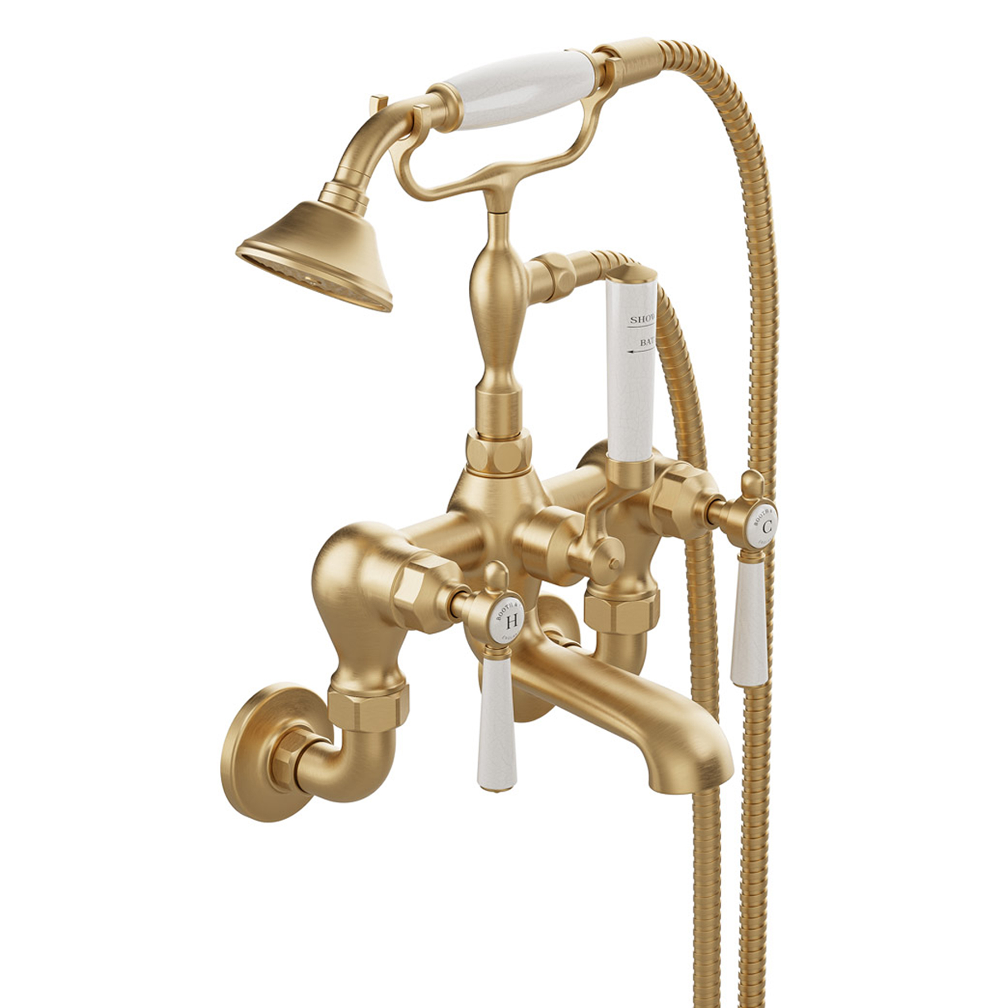 Booth & Co Axbridge Traditional Lever Wall Mounted Bath Shower Mixer Tap