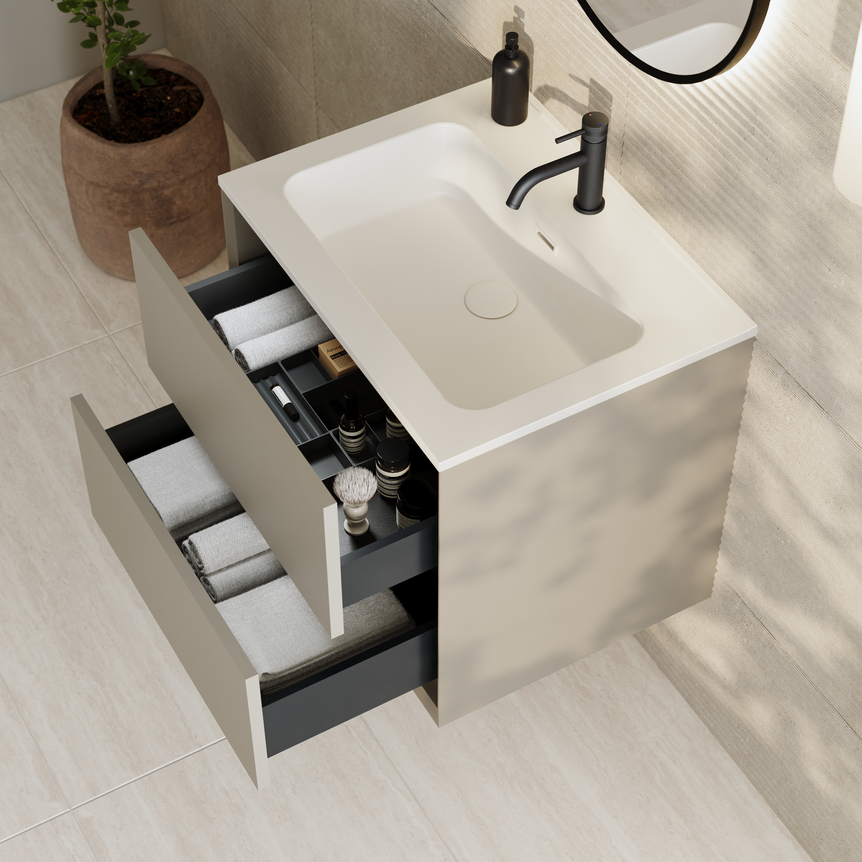 Oslo 600mm Wall Mounted Vanity Unit & Matt White Basin