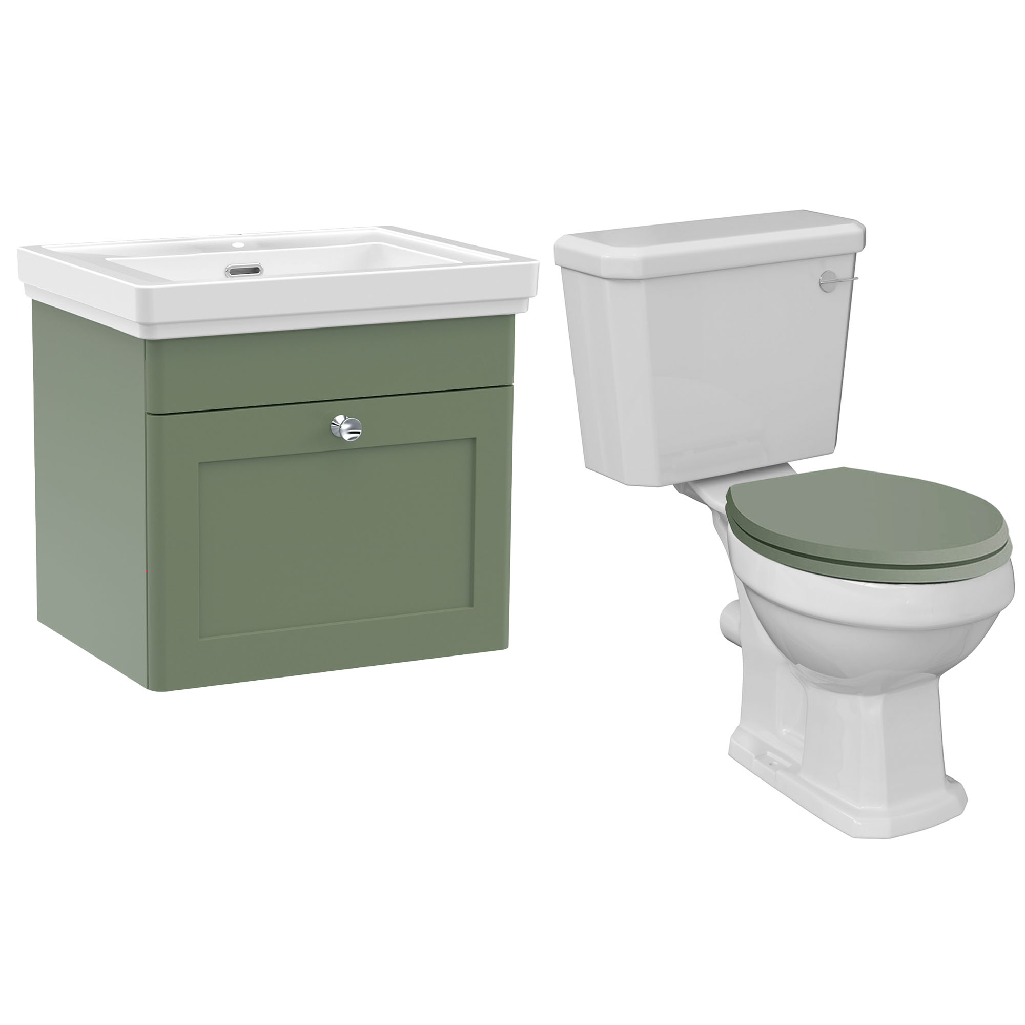 Butler & Rose Ophelia Traditional Toilet & 500mm Wall Hung Vanity Unit Bathroom Suite