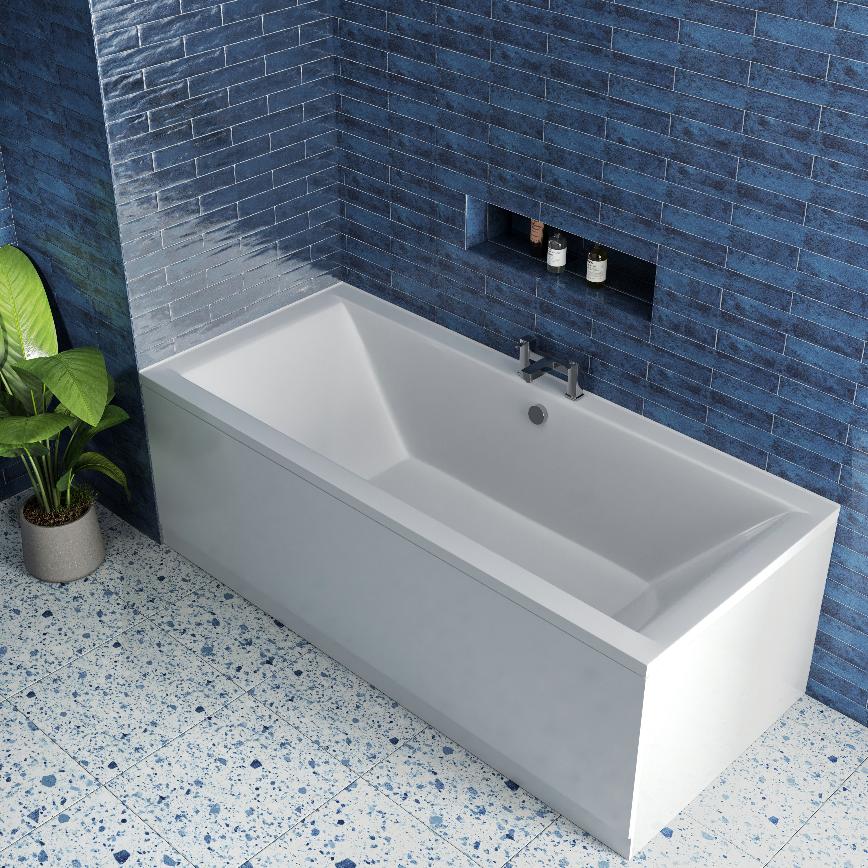 Drench Straight Double Ended Bath - Square