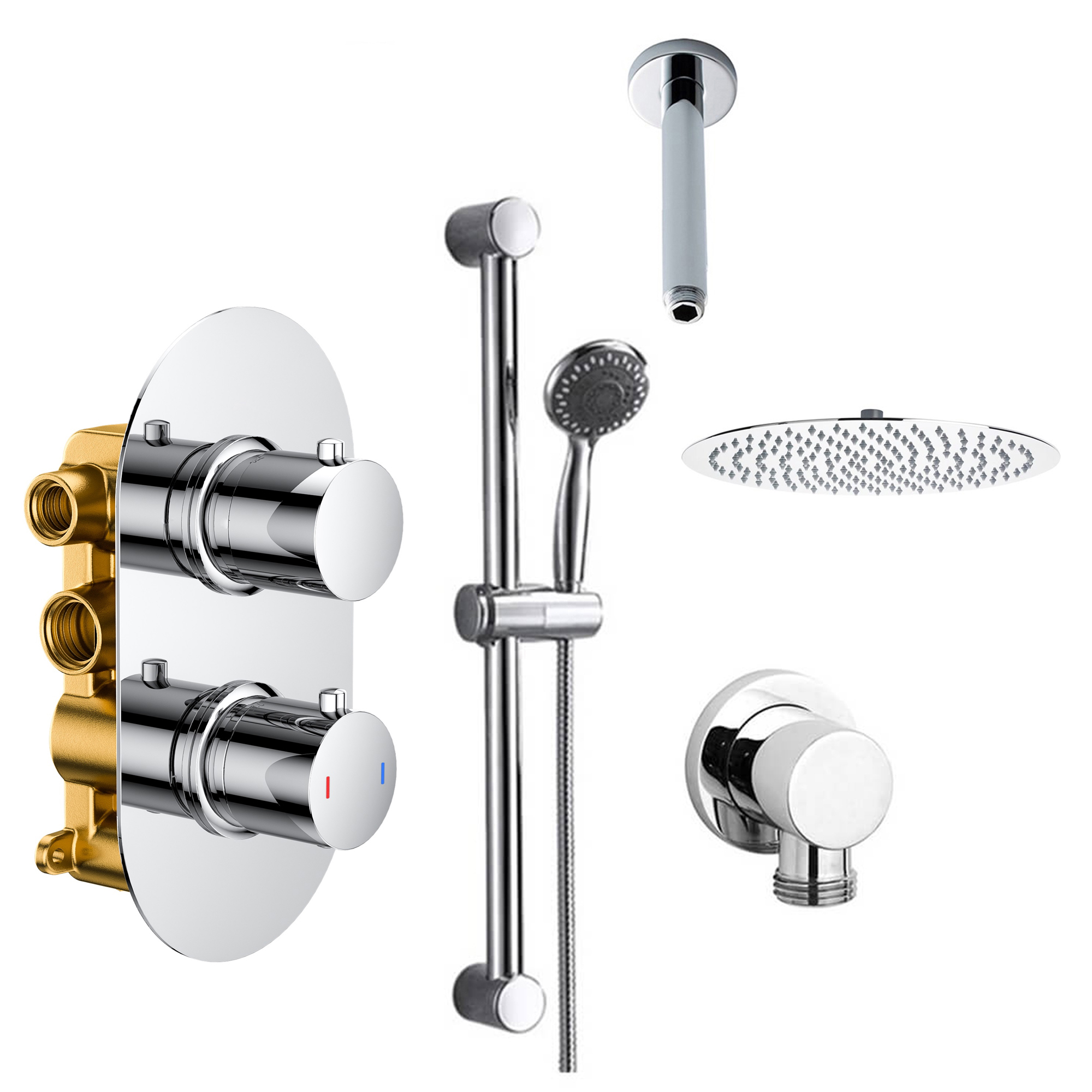 Orla Concealed Shower Valve, Fixed Head & Slide Rail Kit