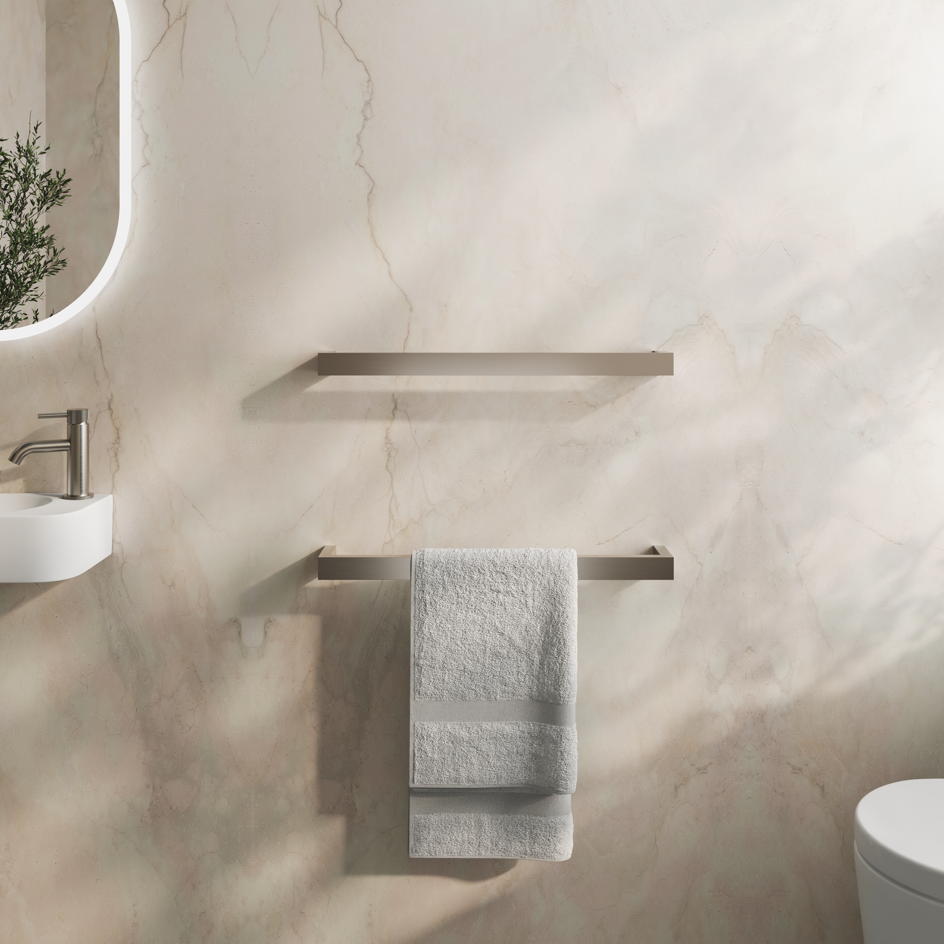 Toasty Flare Brushed Stainless Steel Electric Heated Towel Rail