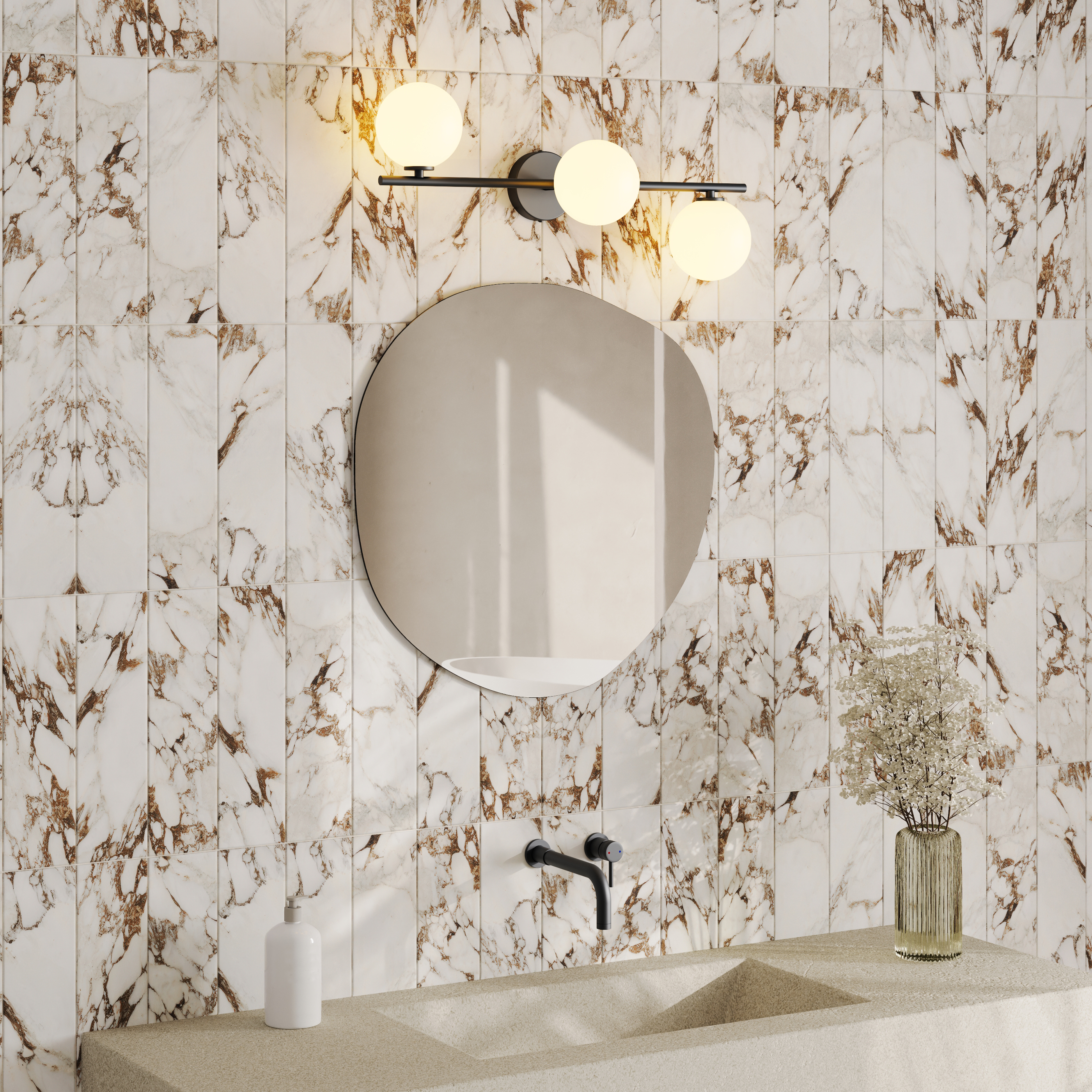 Organics Slim Mirror with 3 Sphere Light