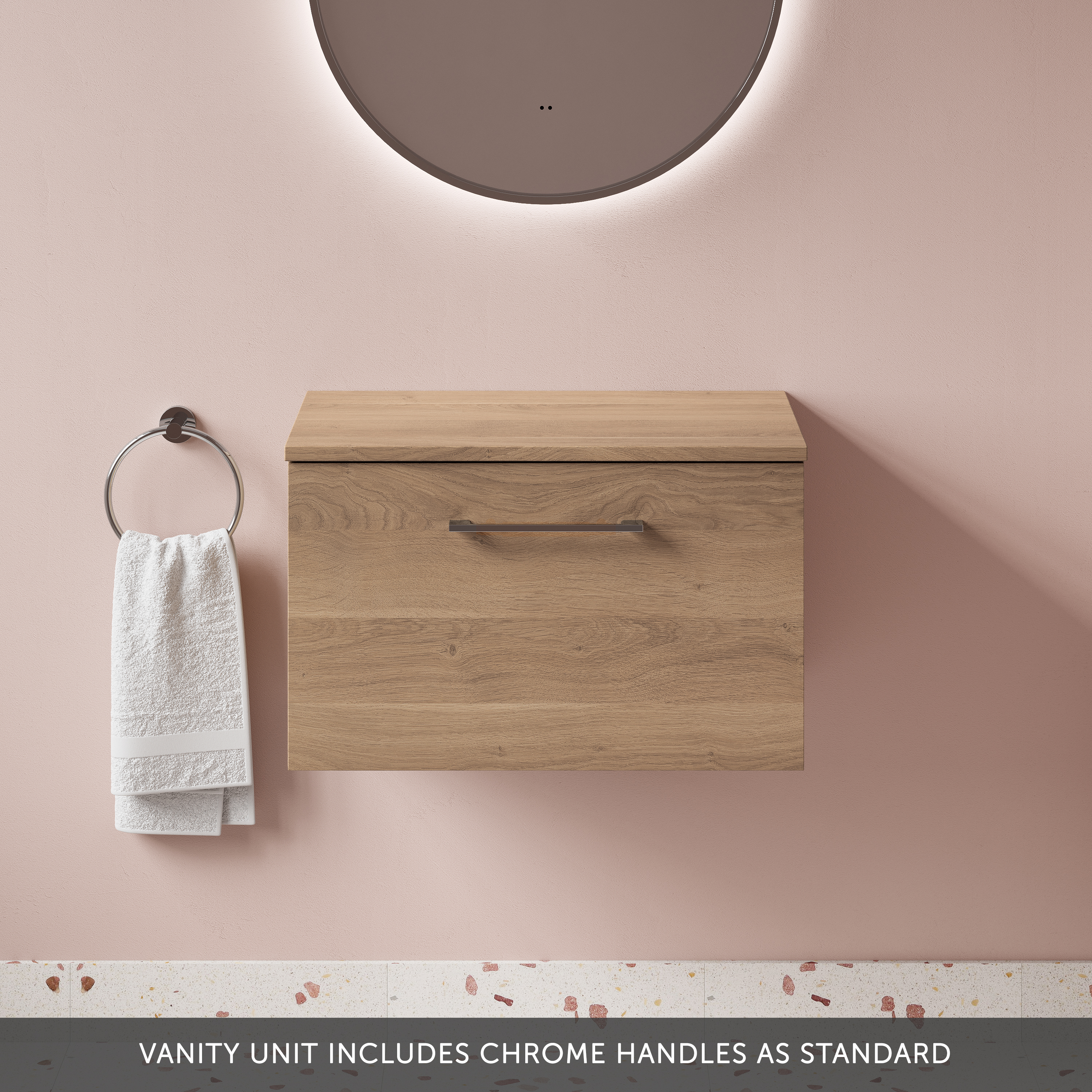 Erin 600mm Wall Mounted 1 Drawer Vanity Unit & Countertop