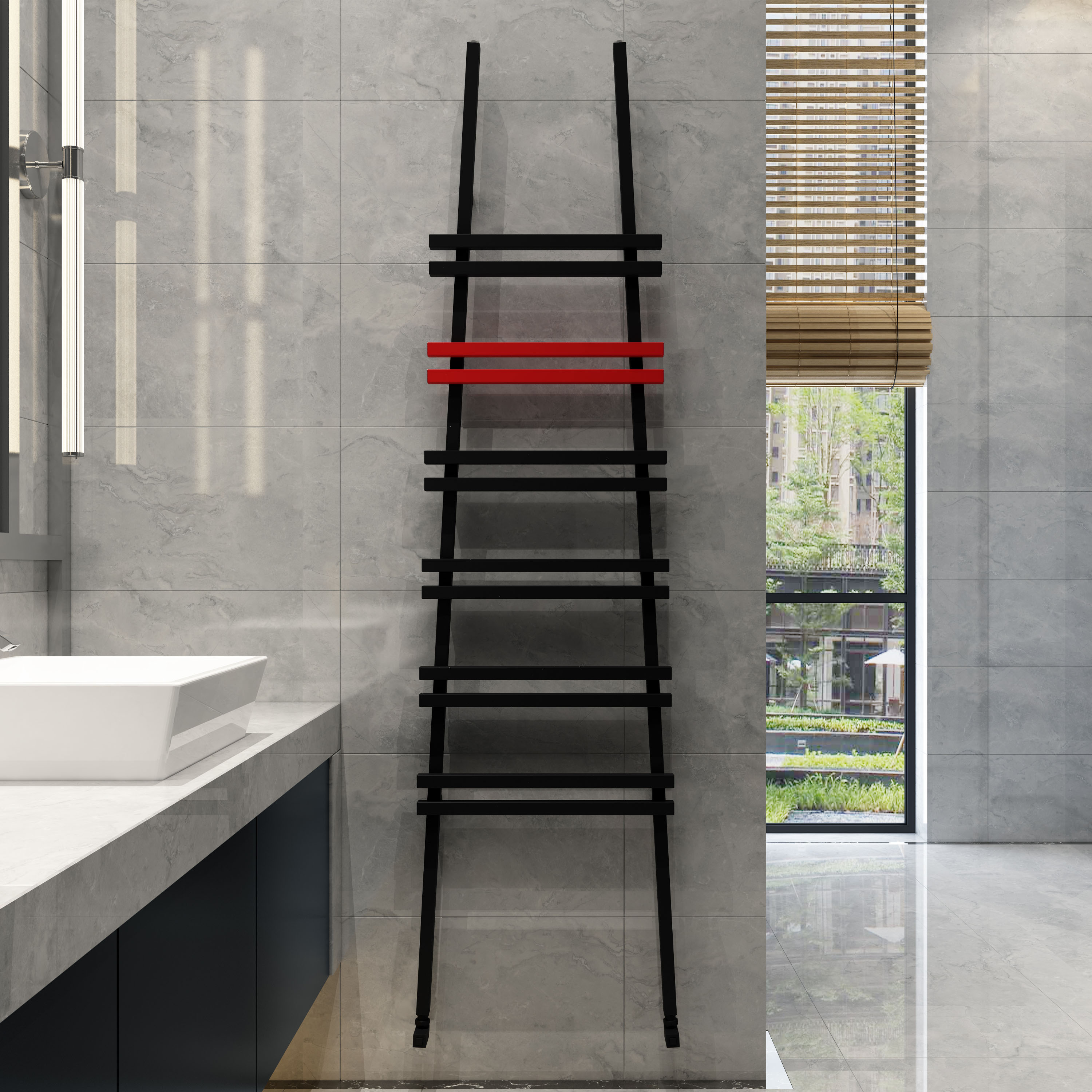 Carisa Jacobs Wall Mounted Ladder Aluminium Heated Towel Rail - 2000 x 535mm