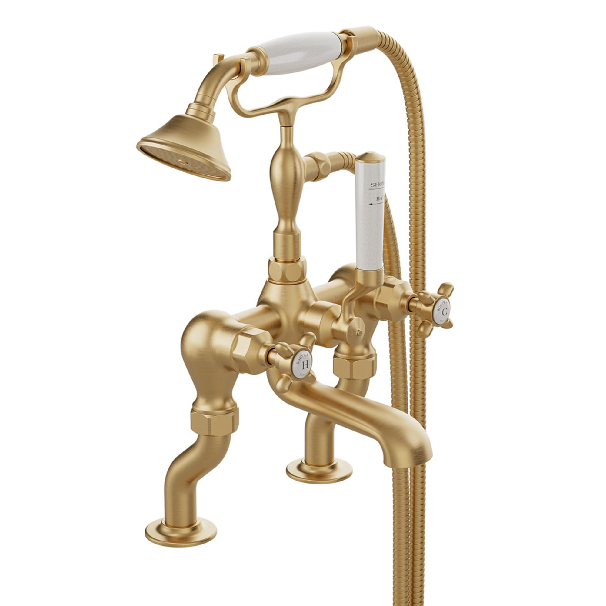 Booth & Co Axbridge Traditional Crosshead Deck Mounted Bath Shower Mixer Tap