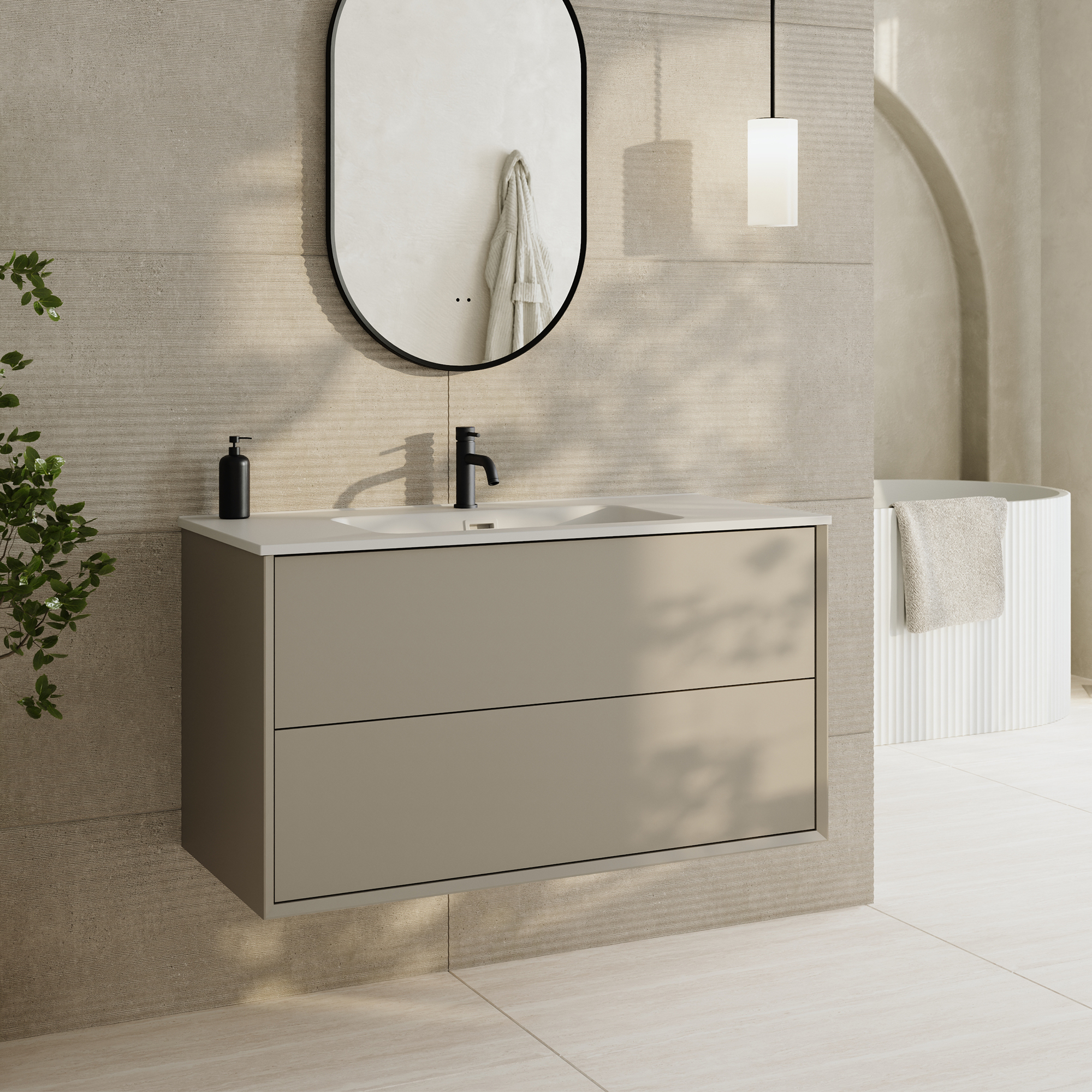 Oslo 1000mm Wall Mounted Vanity Unit & Matt White Basin