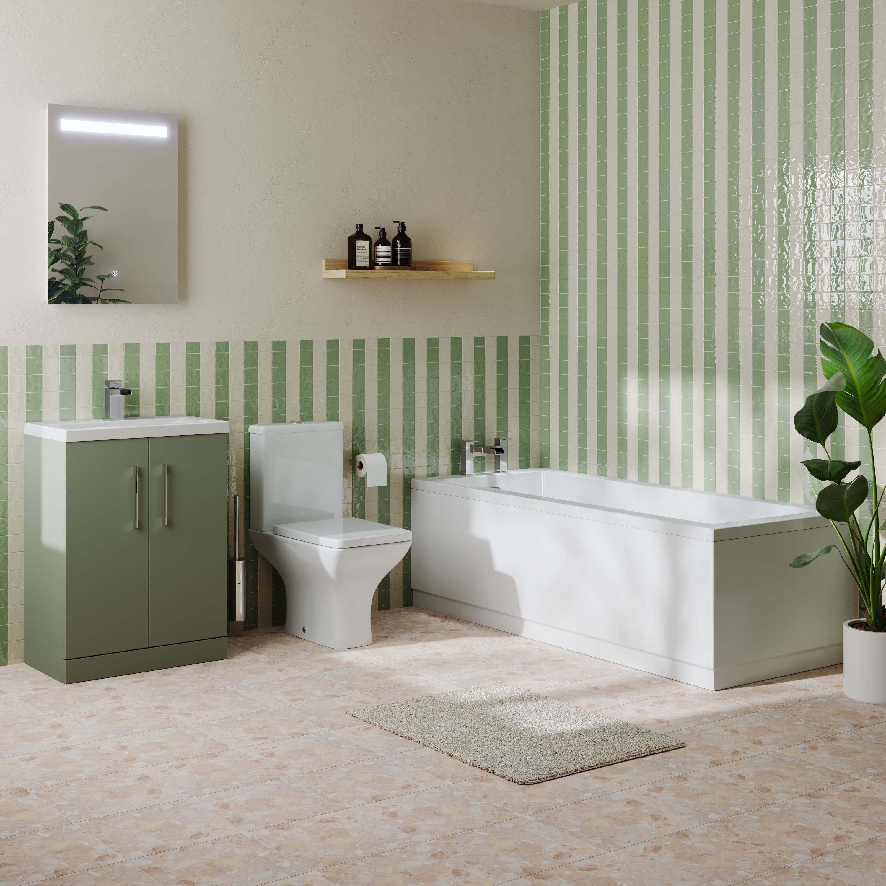 Erin Complete Bathroom Suite with Reinforced Bath & Rimless Toilet