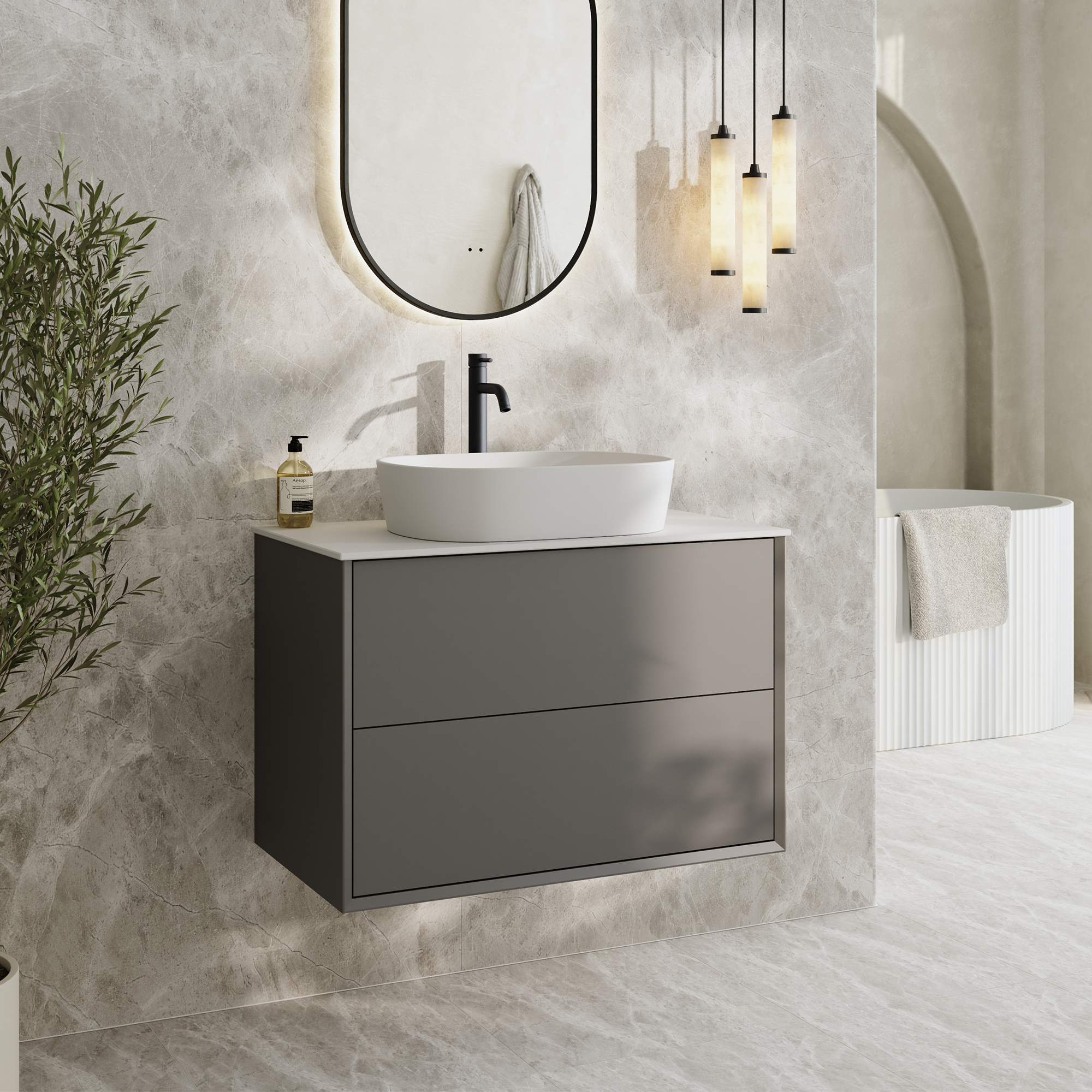 Oslo 800mm Wall Mounted Vanity Unit & Sintered Stone Countertop
