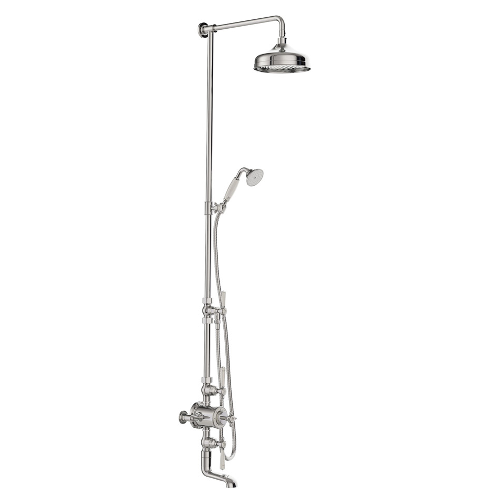Booth & Co Axbridge Traditional 3 Outlet Exposed Thermostatic Shower Set with Bath Spout