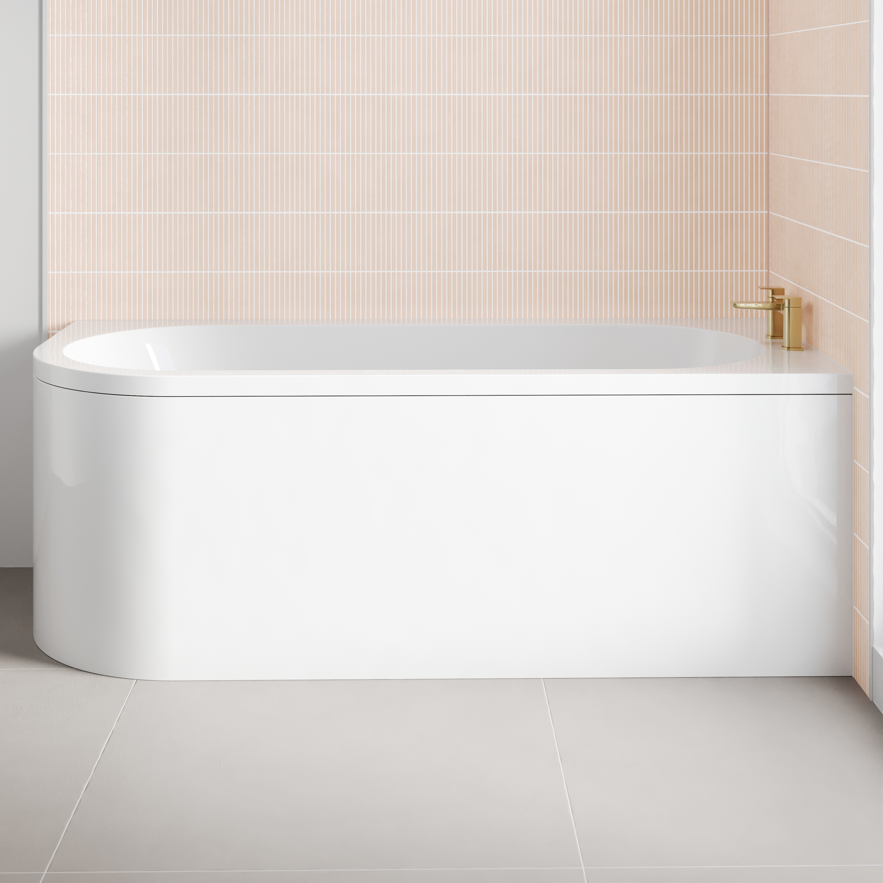 Armourcast Reinforced J-Shaped Single Ended Corner Bath & Panel - 1700mm