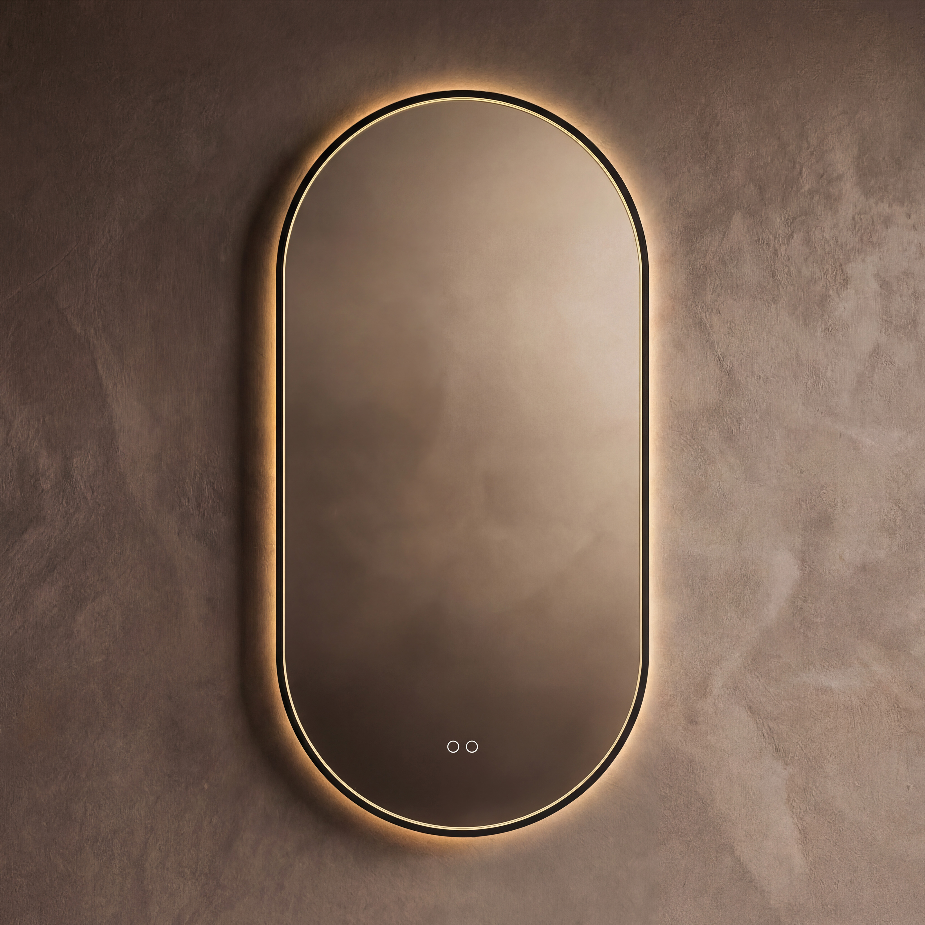 Origins Living Kingsley Matt Black Illuminated Capsule Mirror with Colour Change Lights - 500 x 1000mm