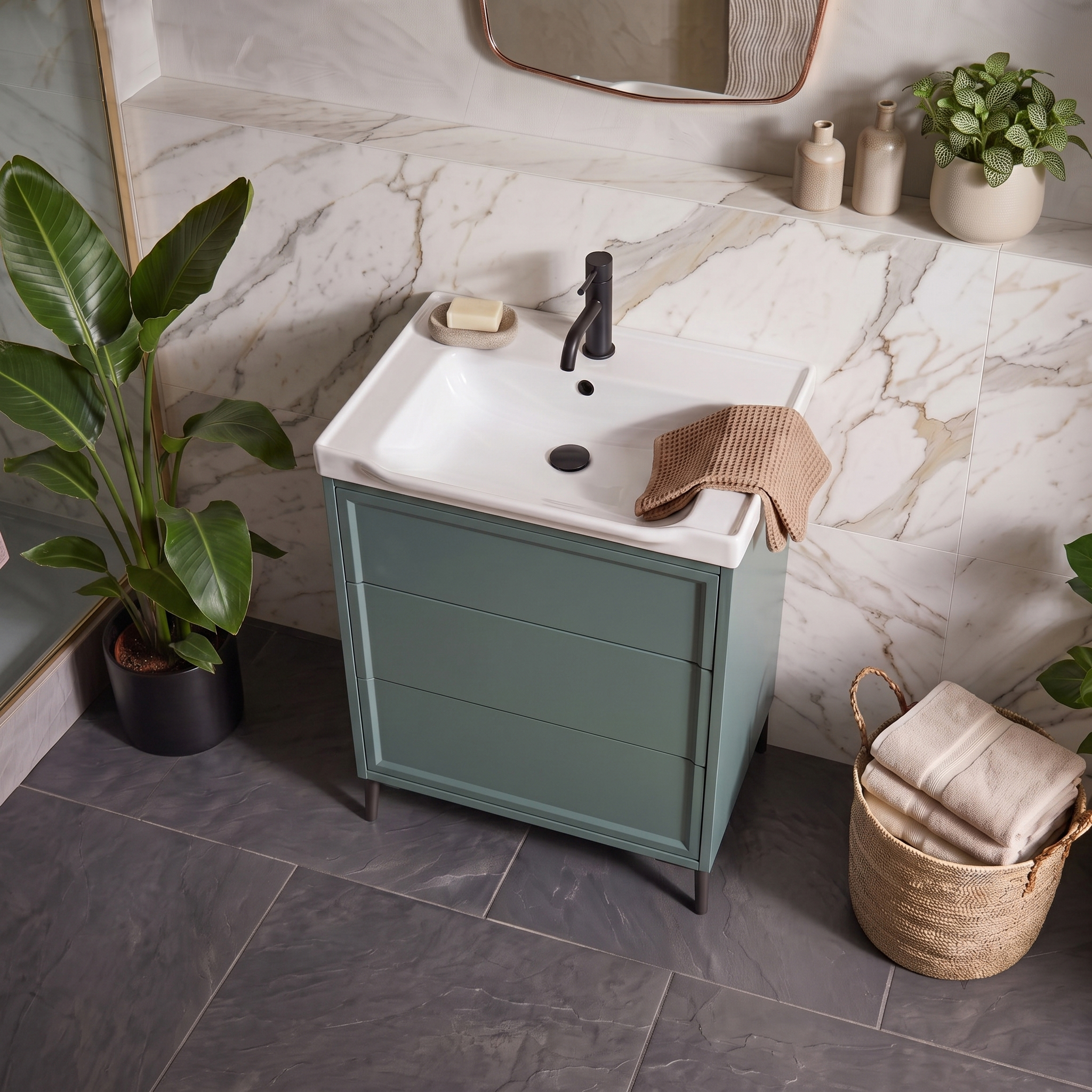 Elara 600mm Floorstanding Vanity Unit & Basin with Leg Set