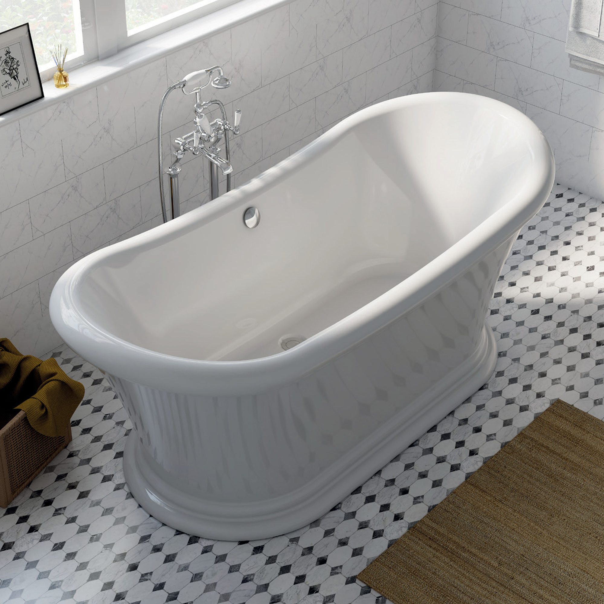 Vincent Alexander Sherborne White Freestanding Bath - 1700 x 740mm