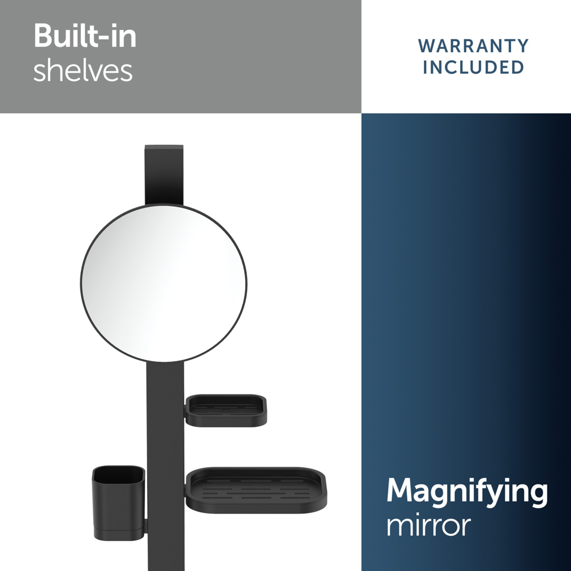 Ideal Standard Alu+ 200mm Magnifying Mirror & Beauty Bar