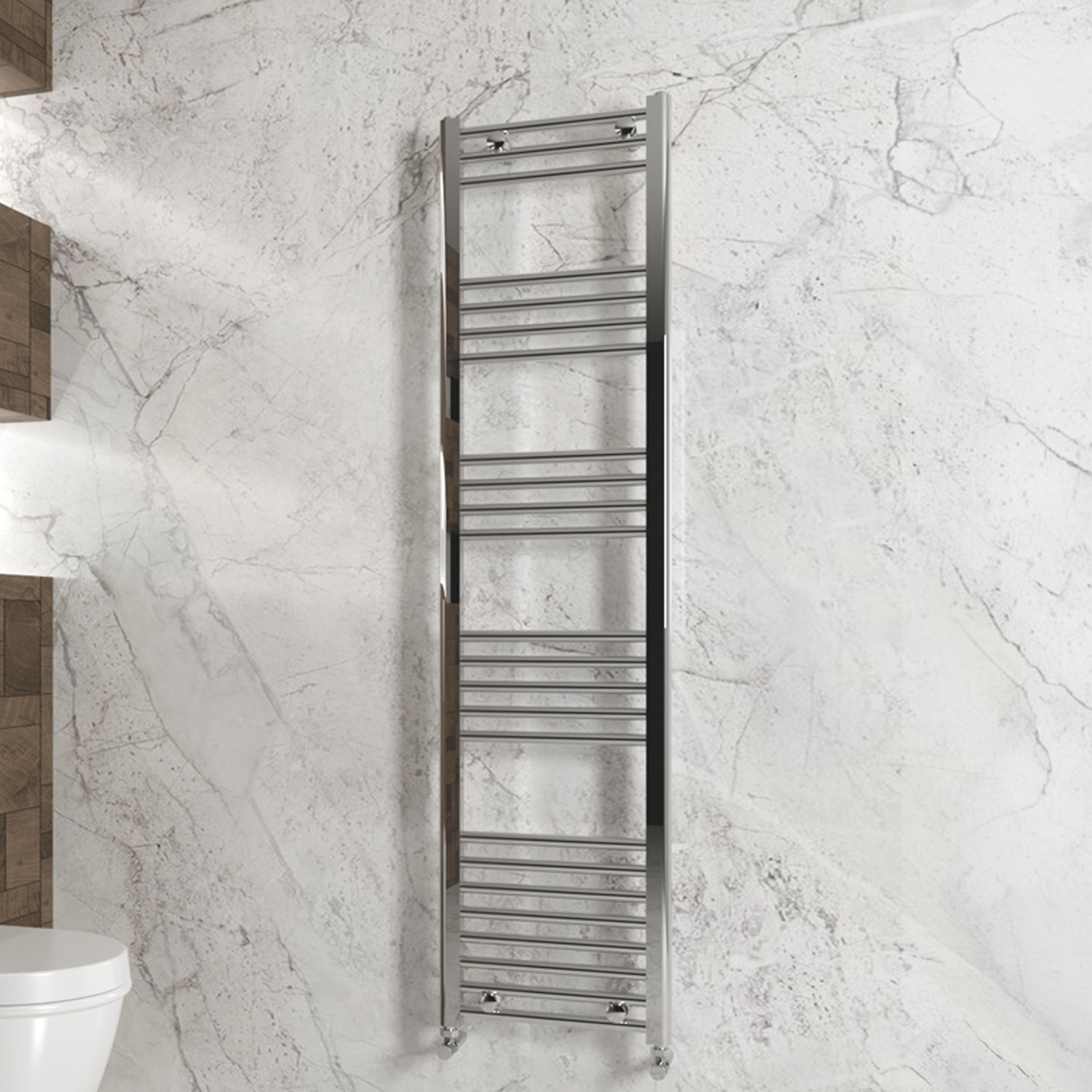 Carisa Nile Flat Vertical Steel Ladder Heated Towel Rail