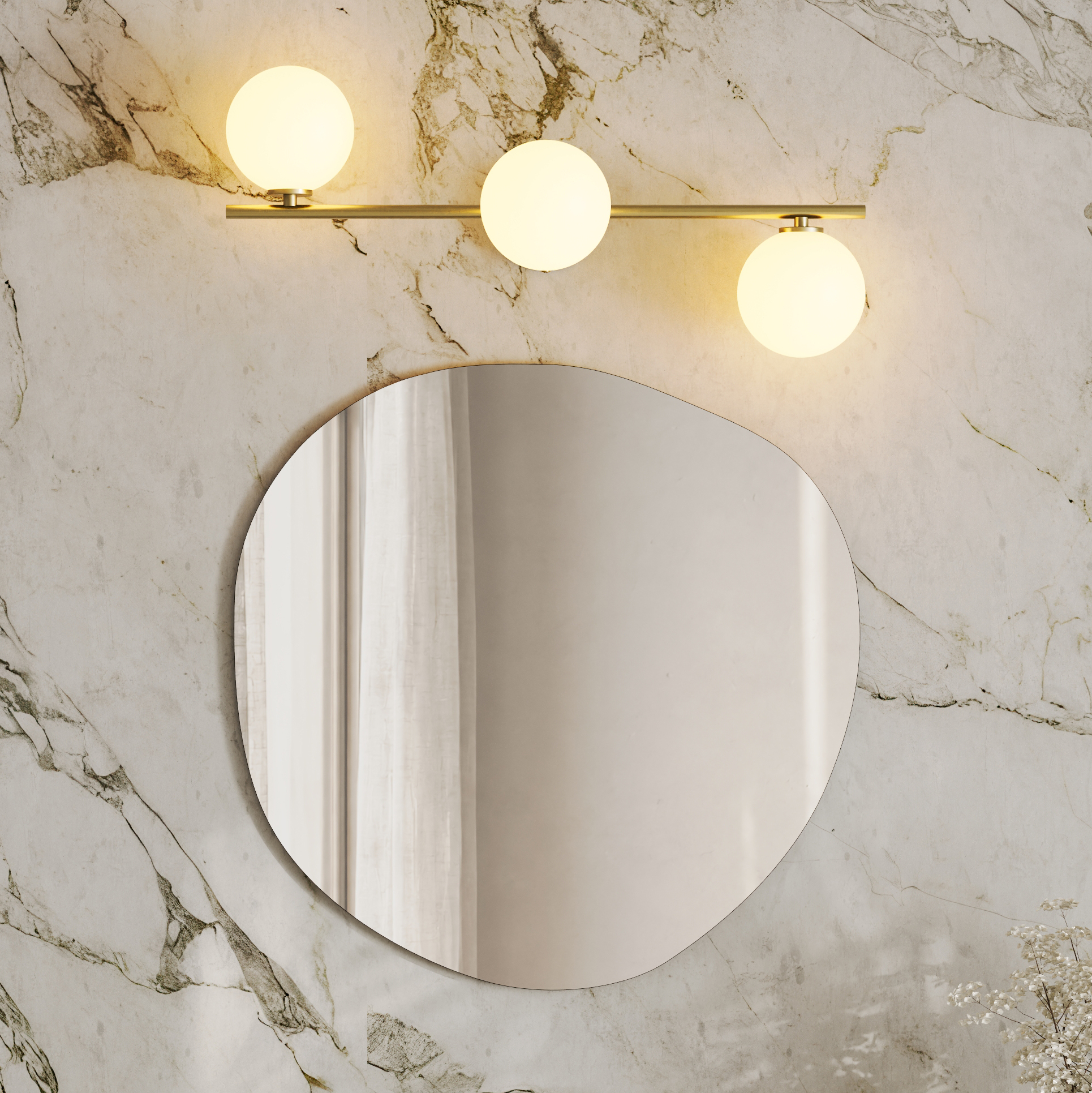 Organics Slim Mirror with 3 Sphere Light
