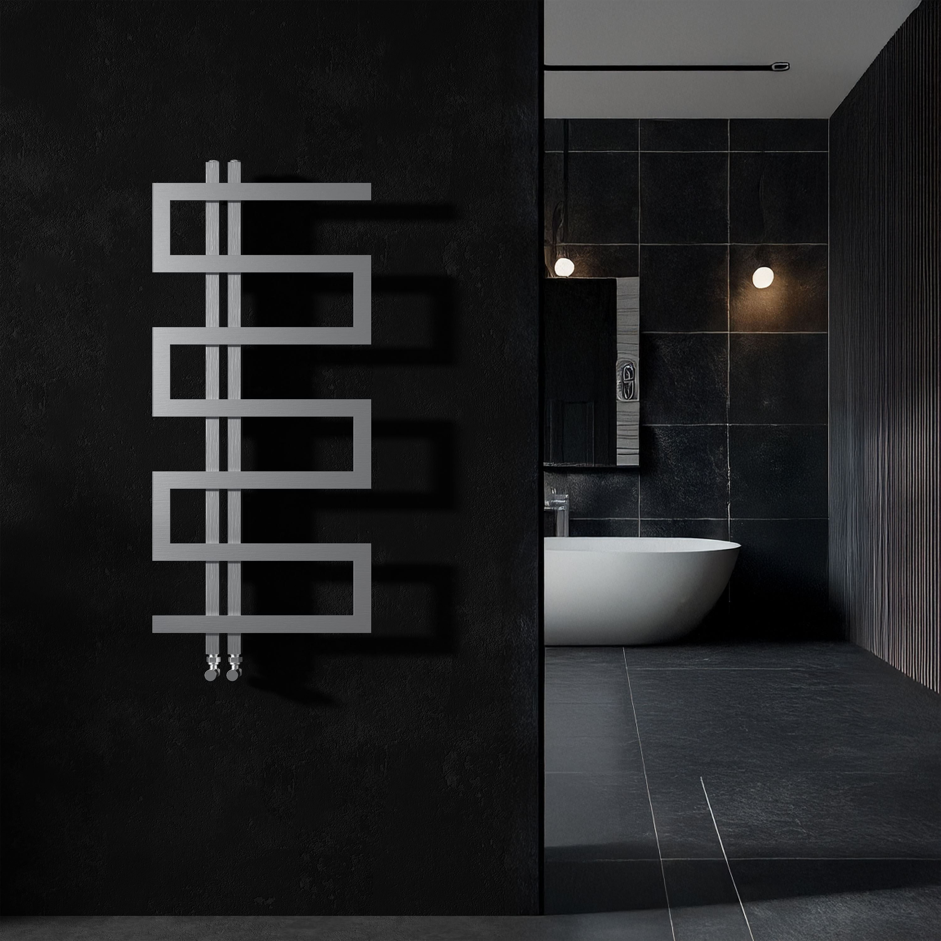 Carisa Ibiza Offset Stainless Steel Designer Heated Towel Rail