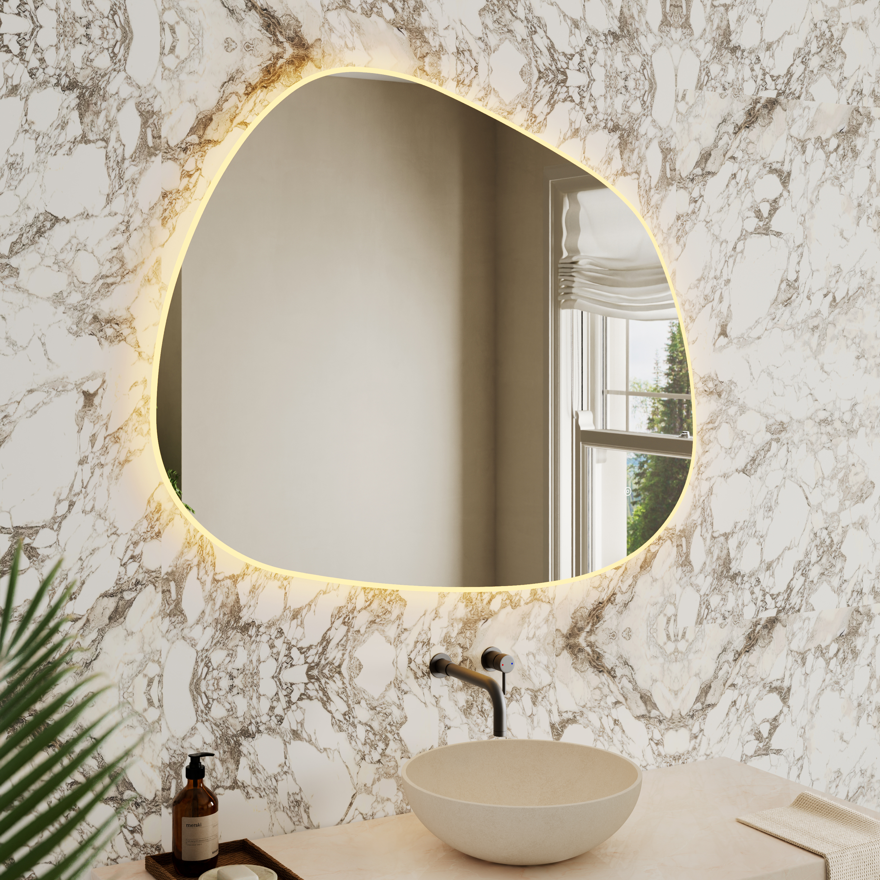 Organics Pond LED Illuminated Mirror with Demister Pad & Colour Change Lights - 1000 x 1200mm