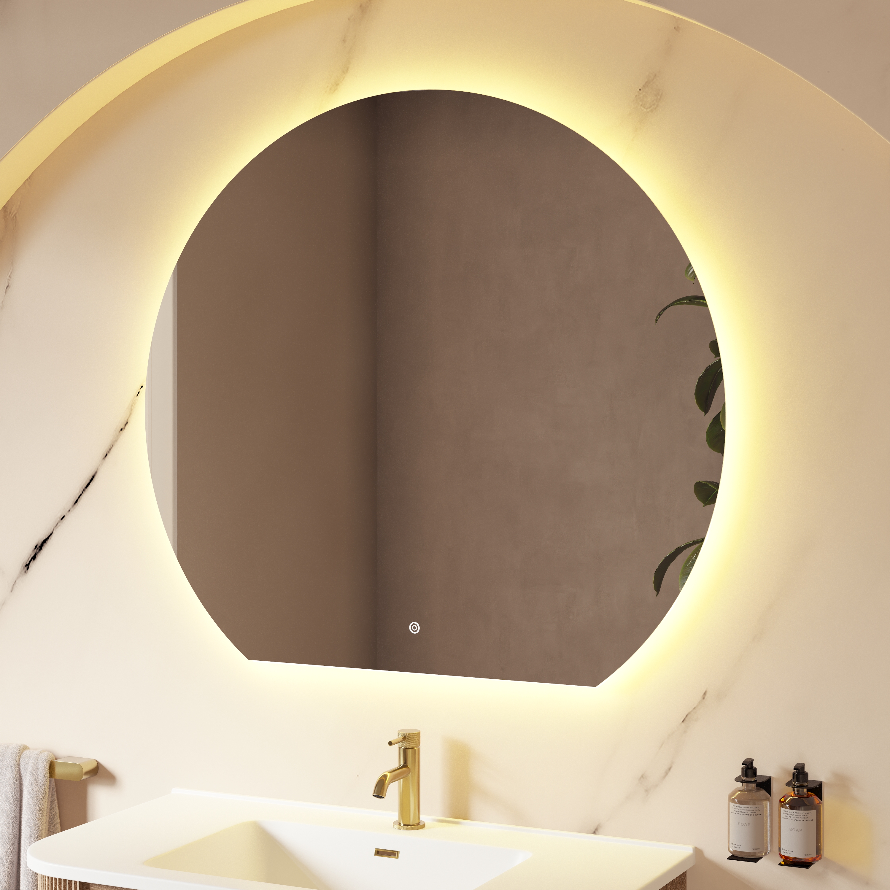 Harbour Segment LED Illuminated Mirror with Demister Pad & Colour Change Lights