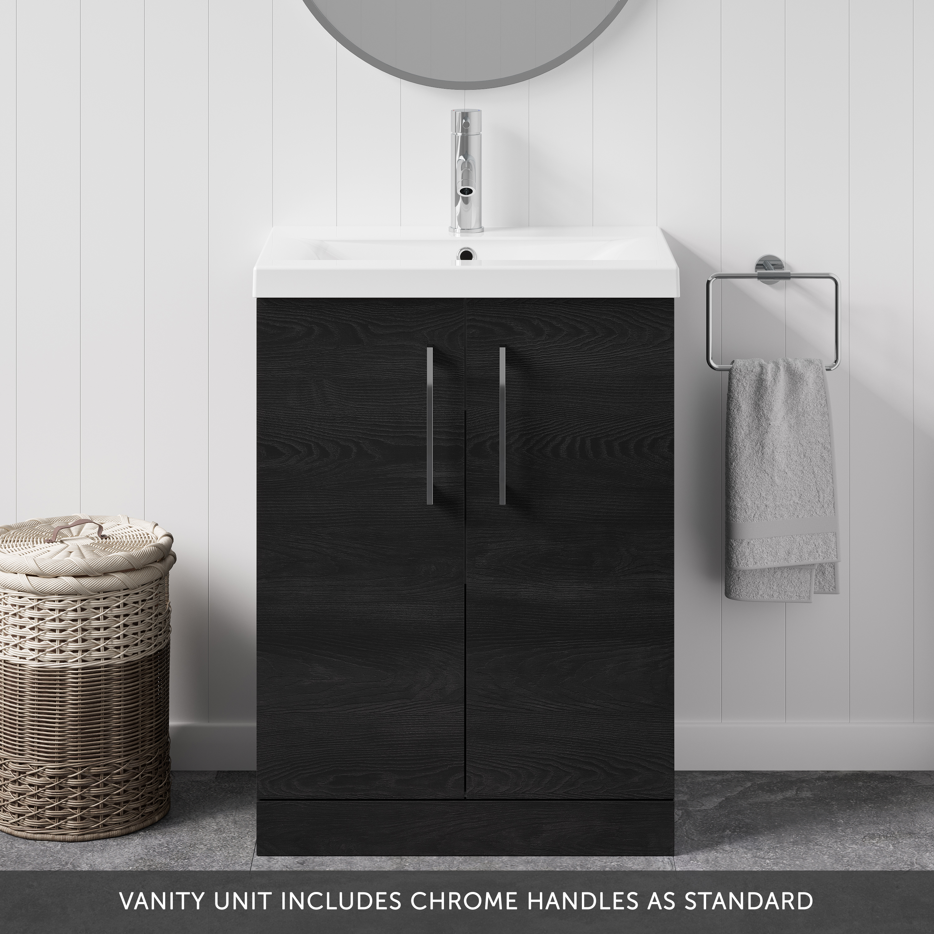 Erin 600mm Floorstanding 2 Door Vanity Unit & Basin