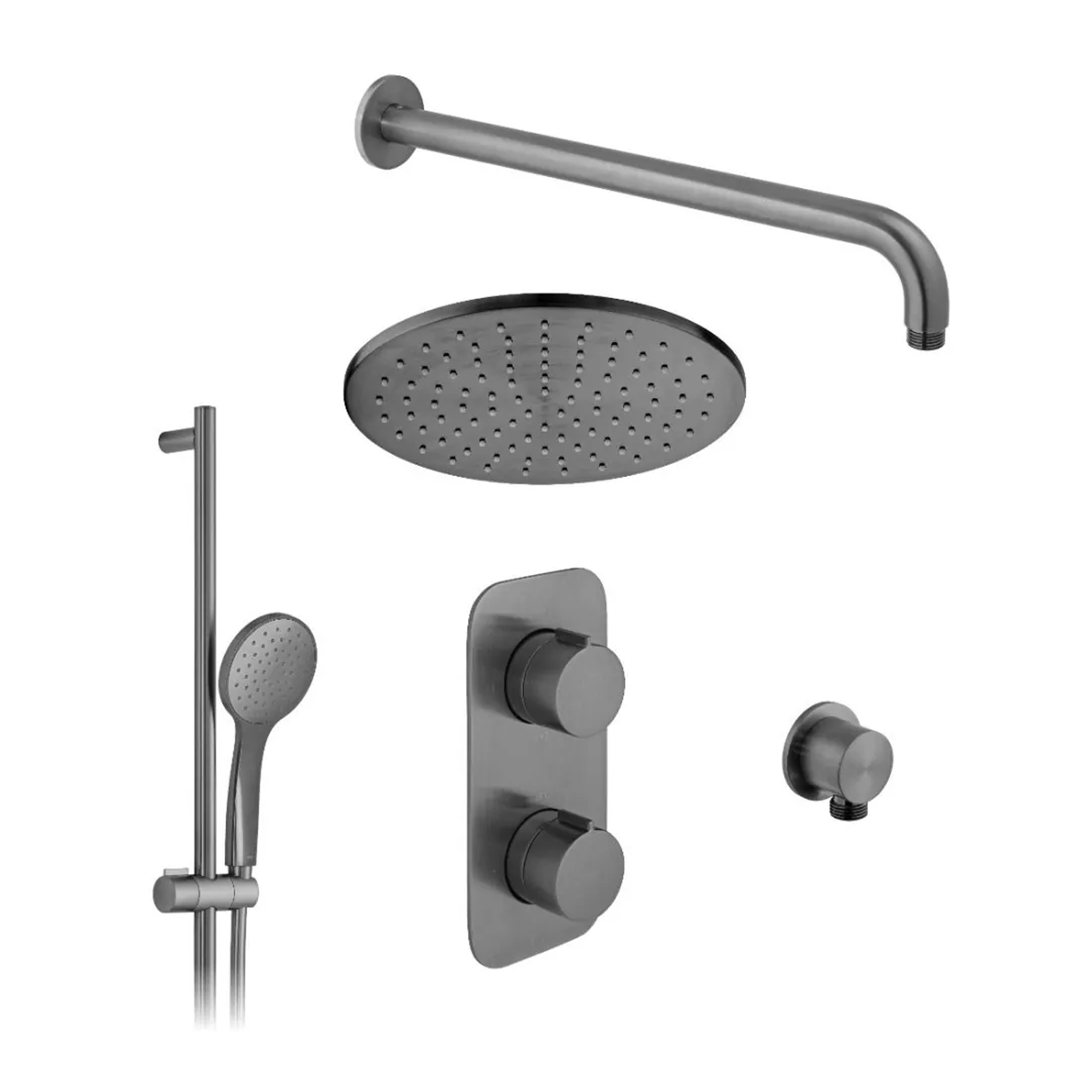 Vado Individual Tablet Altitude 2 Outlet Concealed Thermostatic Valve, Fixed Head & Shower Rail Kit