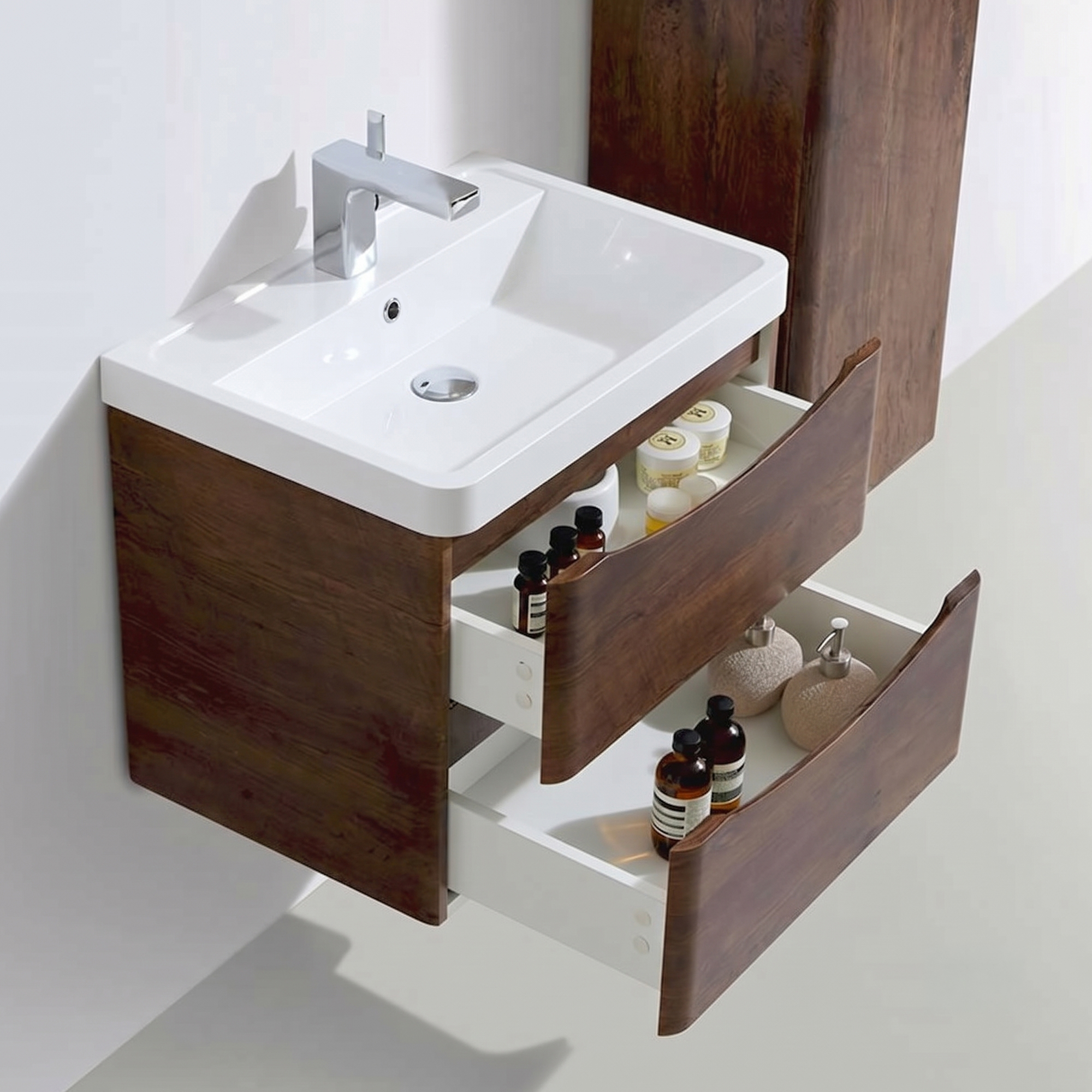 Harbour Clarity 600mm Wall Mounted Chestnut Vanity Unit & Basin
