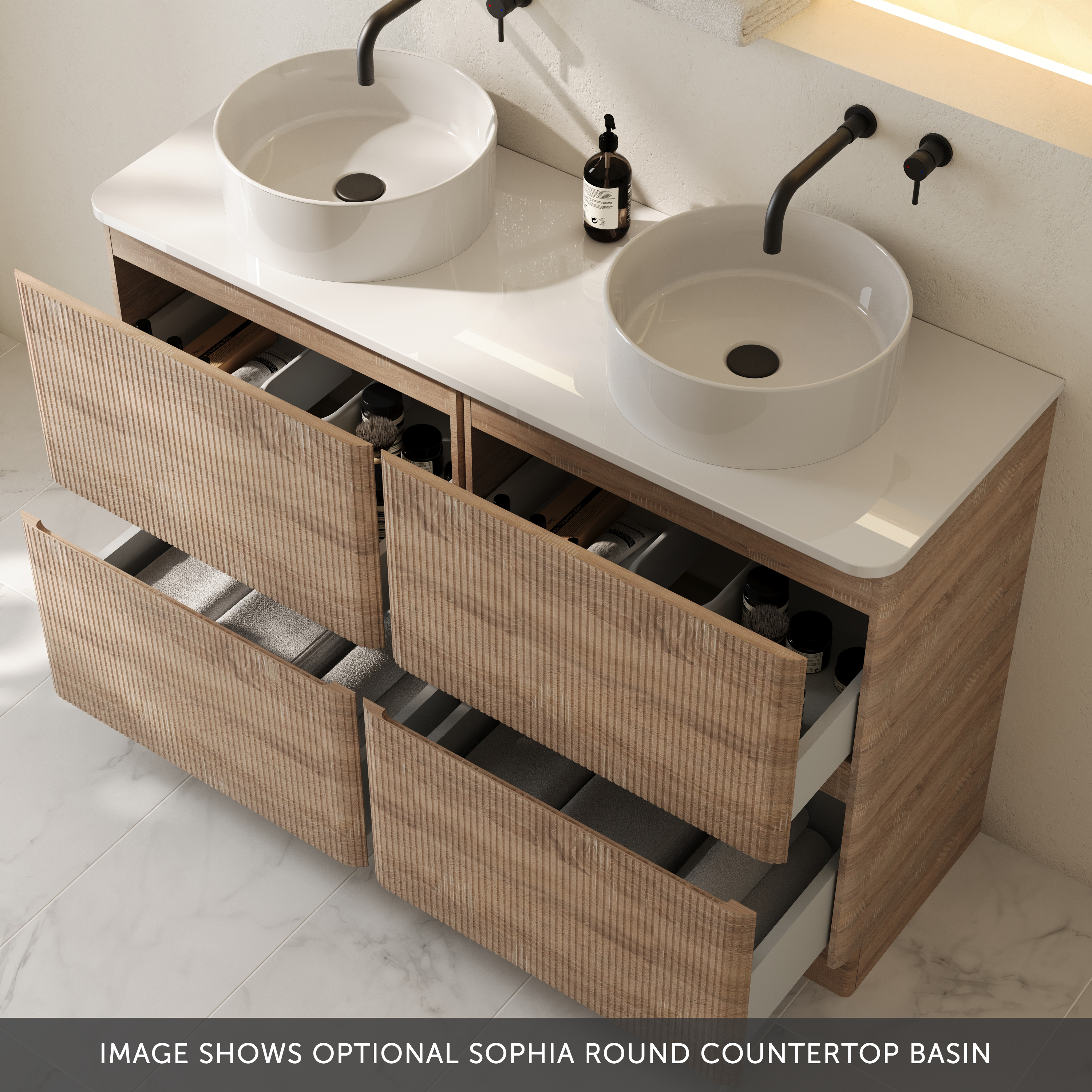Drench Origin 1200mm Fluted Floorstanding Vanity Unit & Countertop