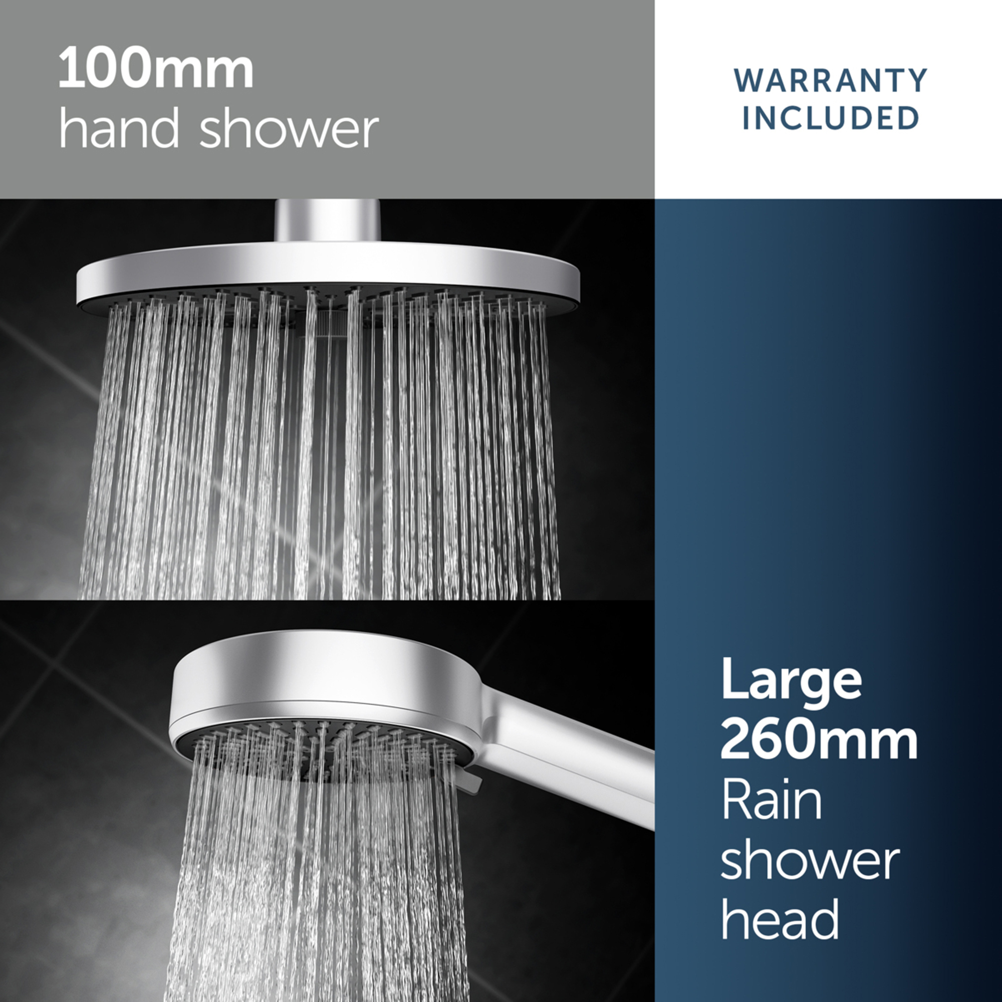 Ideal Standard Ceratherm Alu+ Exposed Thermostatic Shower Kit with Multi-Function Shower Head, Handset & 2 Shelves