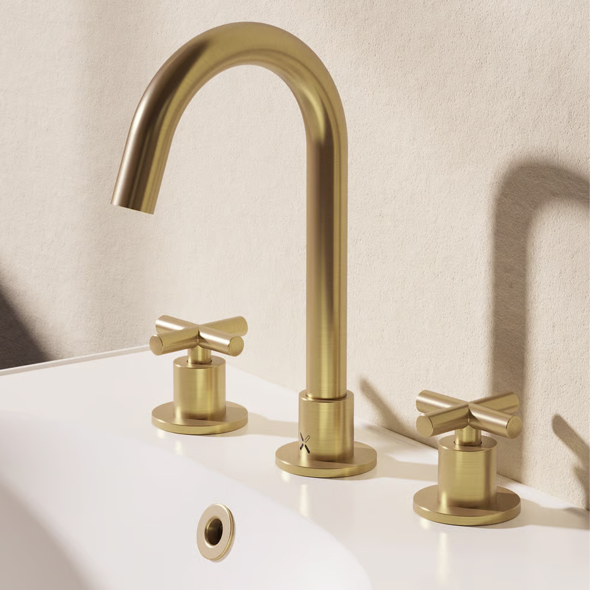 Crosswater MPRO 3 Hole Basin Mixer Tap with Crosshead Handles
