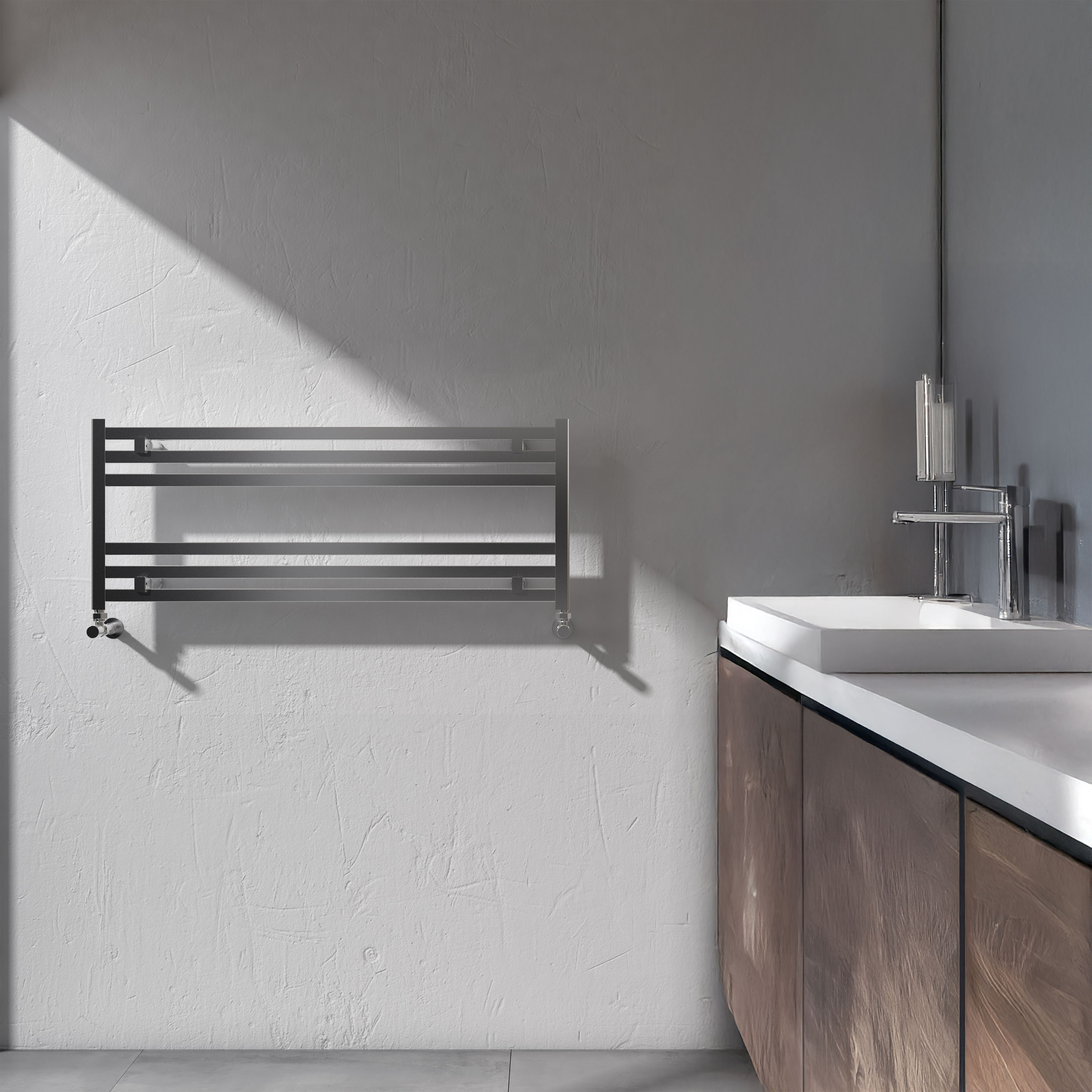 Carisa Fame Horizontal Ladder Aluminium Designer Heated Towel Rail - 400 x 1000mm