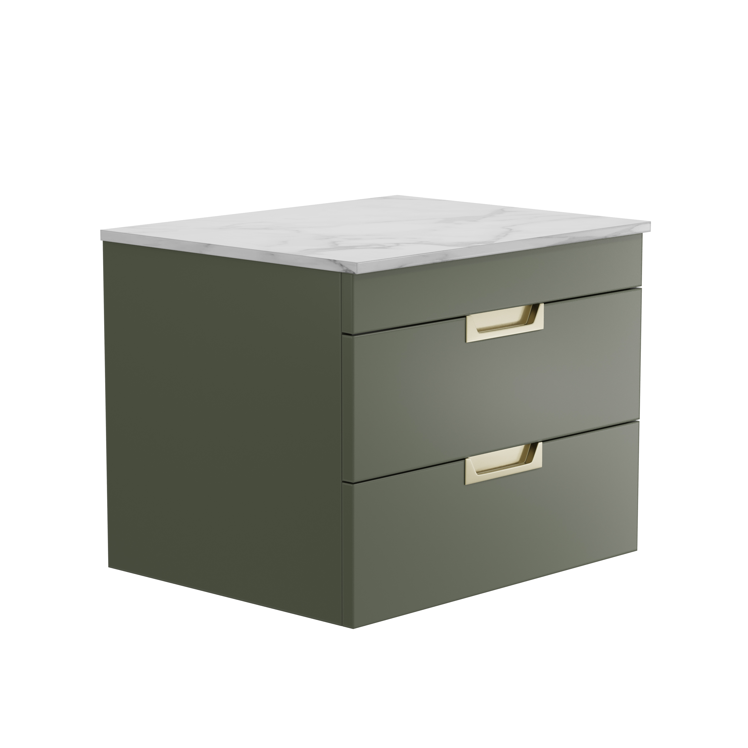 Isla 600mm Wall Hung Vanity Unit & Marble Sintered Stone Countertop