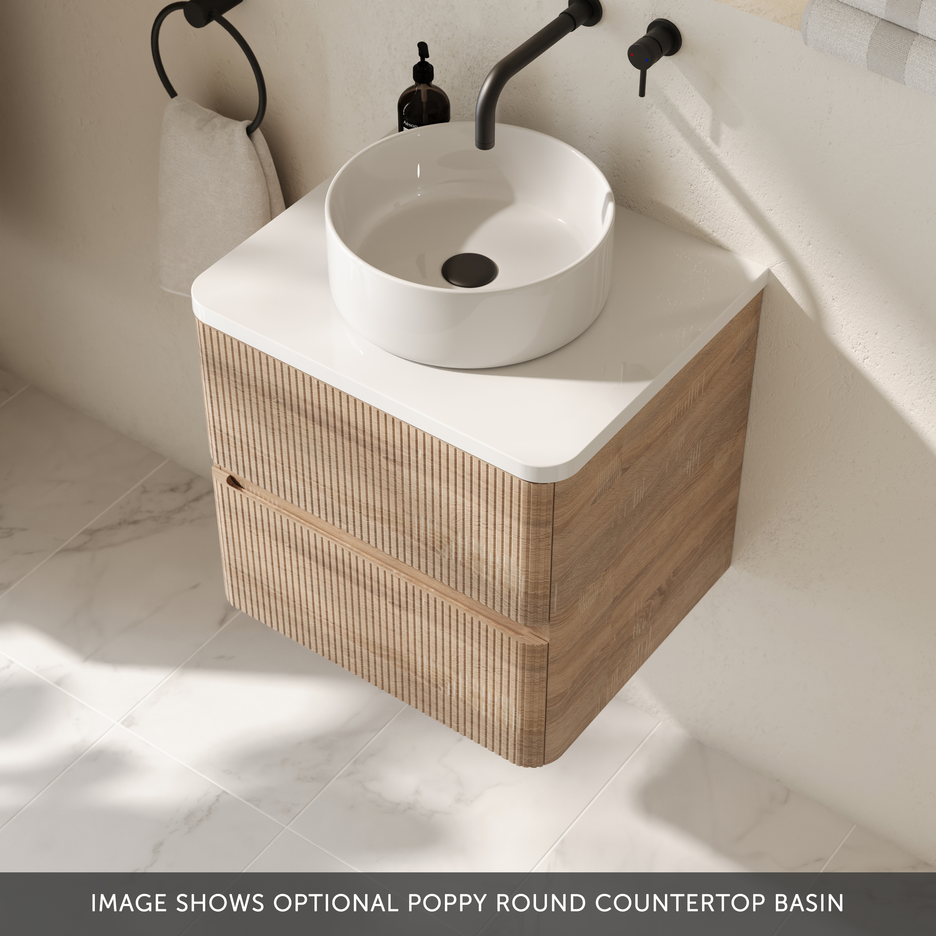 Drench Origin 500mm Fluted Wall Mounted Vanity Unit & Countertop