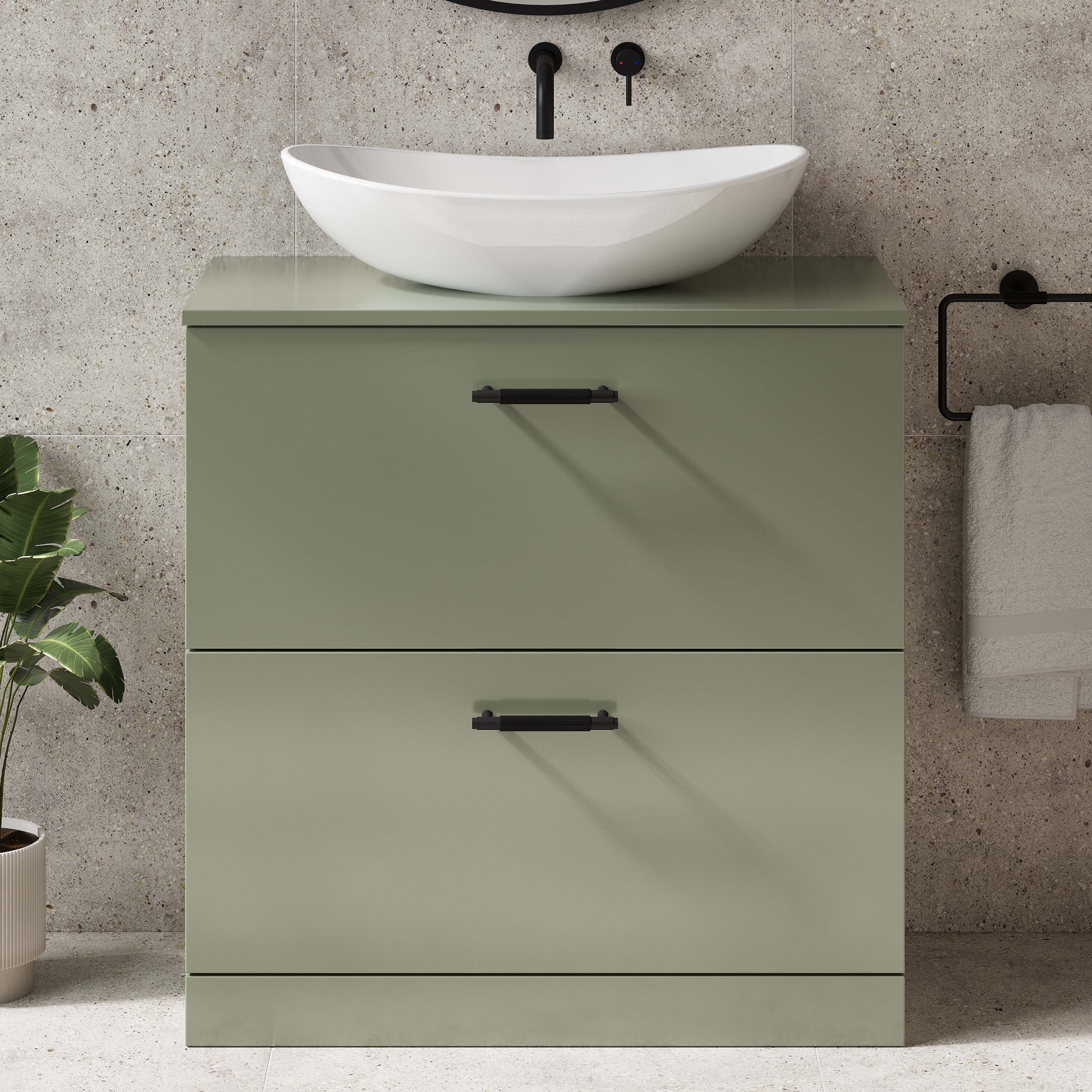 Erin 800mm Floorstanding 2 Drawer Vanity Unit & Countertop