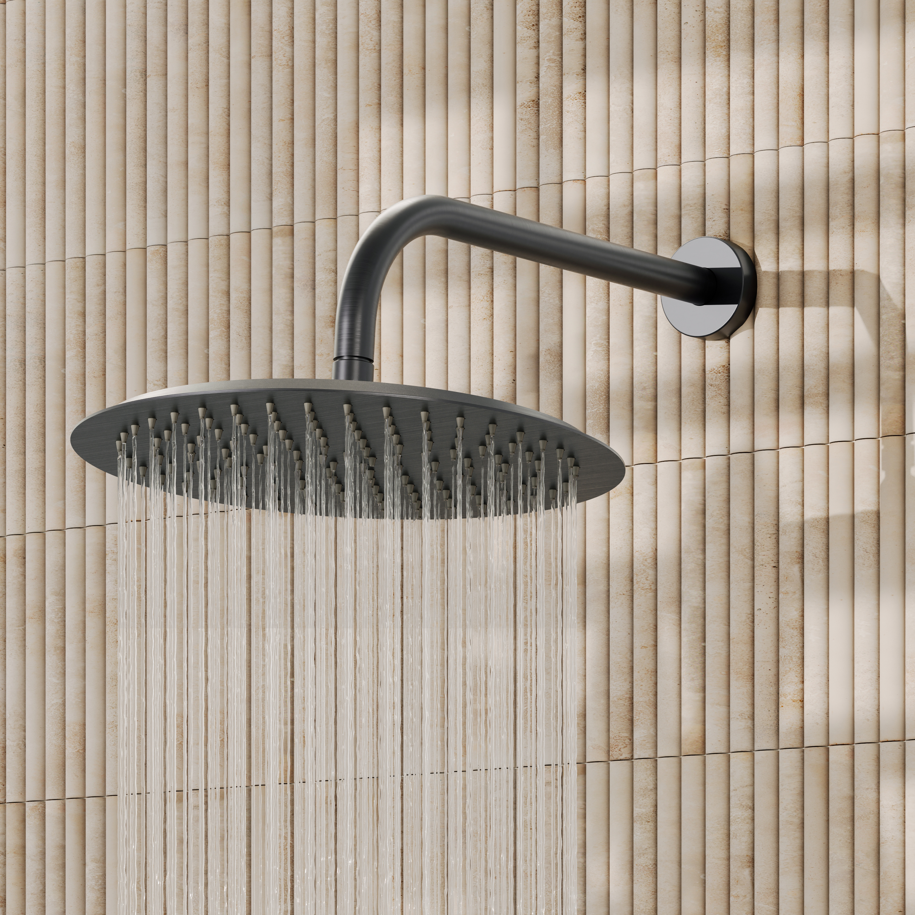 Core 300mm Slimline Round Shower Head with Wall Mounted Shower Arm