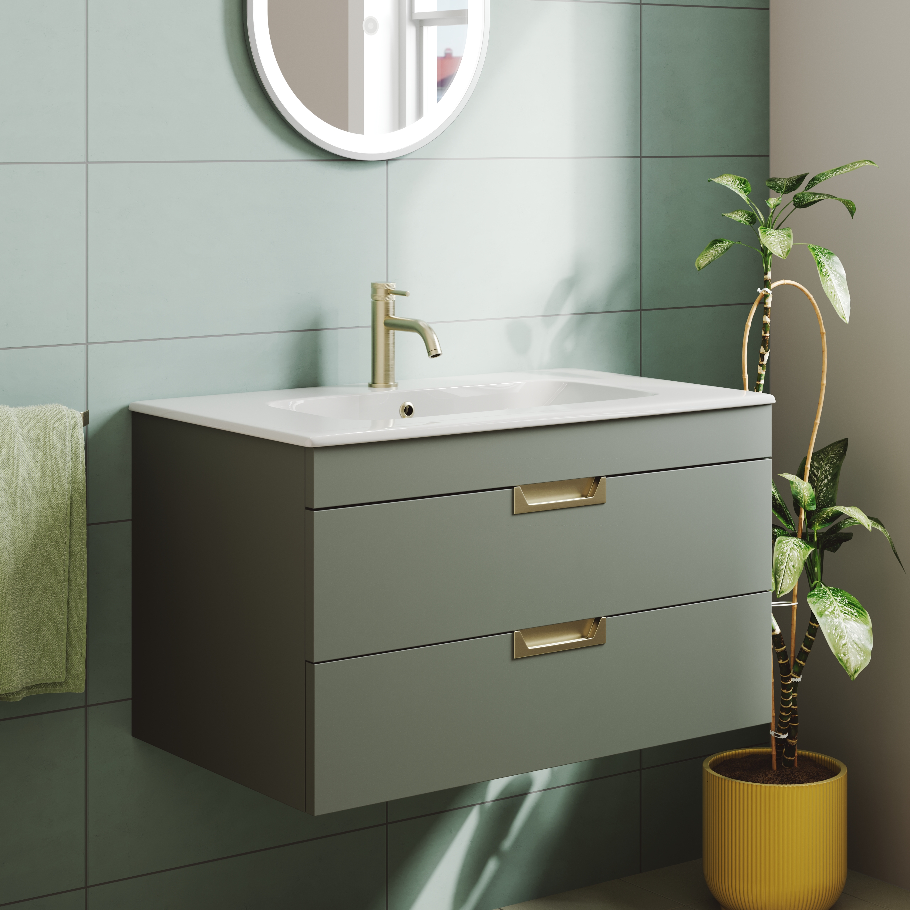 Isla 800mm Wall Hung Vanity Unit & Basin