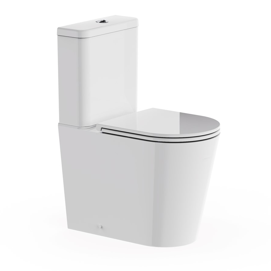 Britton Bathrooms Hoxton Round Rimless Back to Wall Close Coupled Toilet & Soft Close Seat
