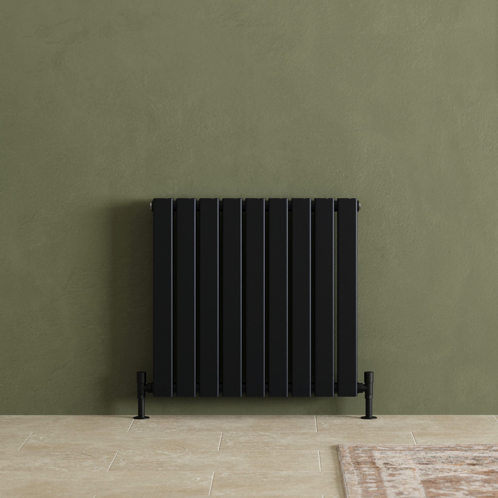 Toasty Radiance Matt Black Flat Panel Horizontal Radiator