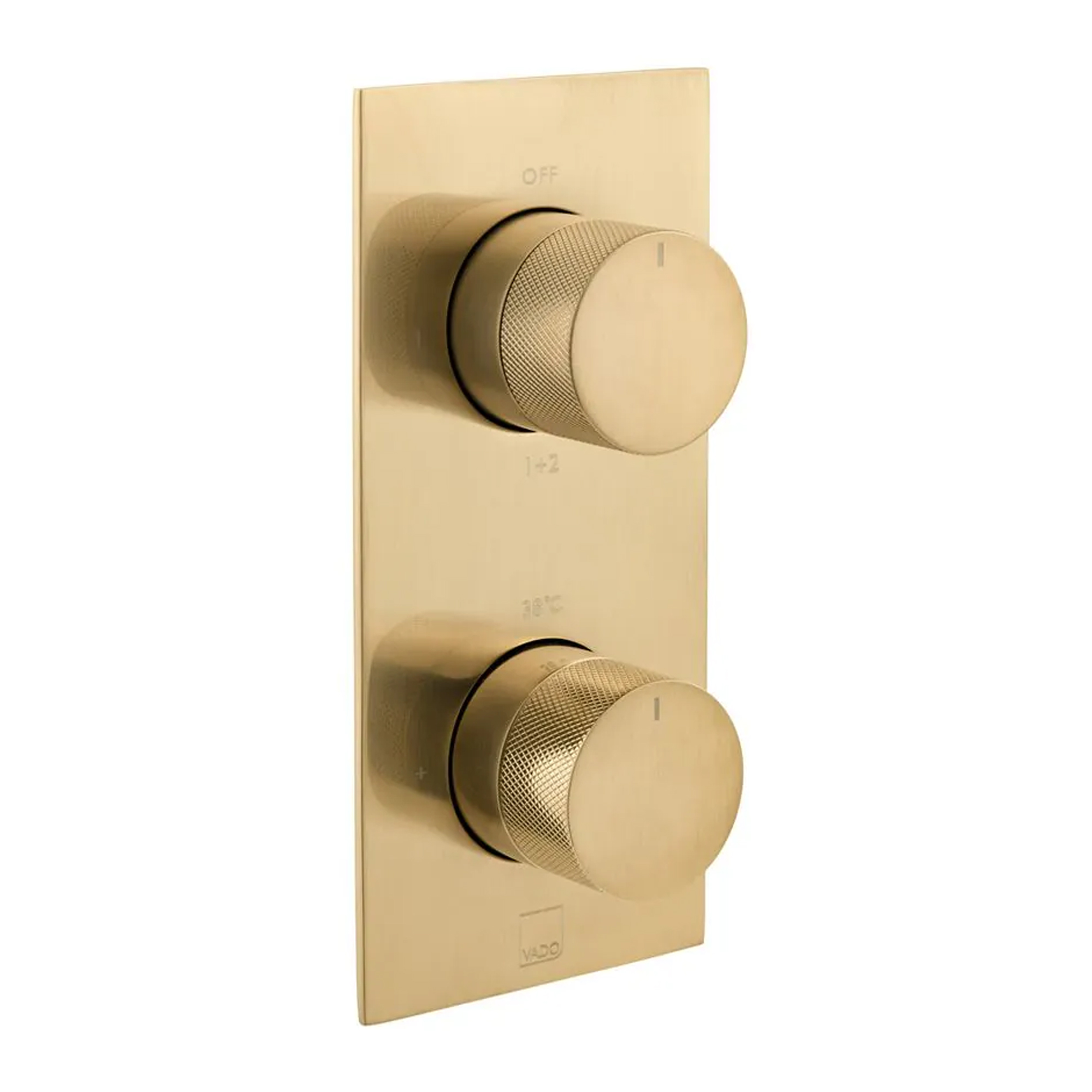 Vado Individual Tablet Knurled 2 Outlet 2 Handle Thermostatic Concealed Shower Valve