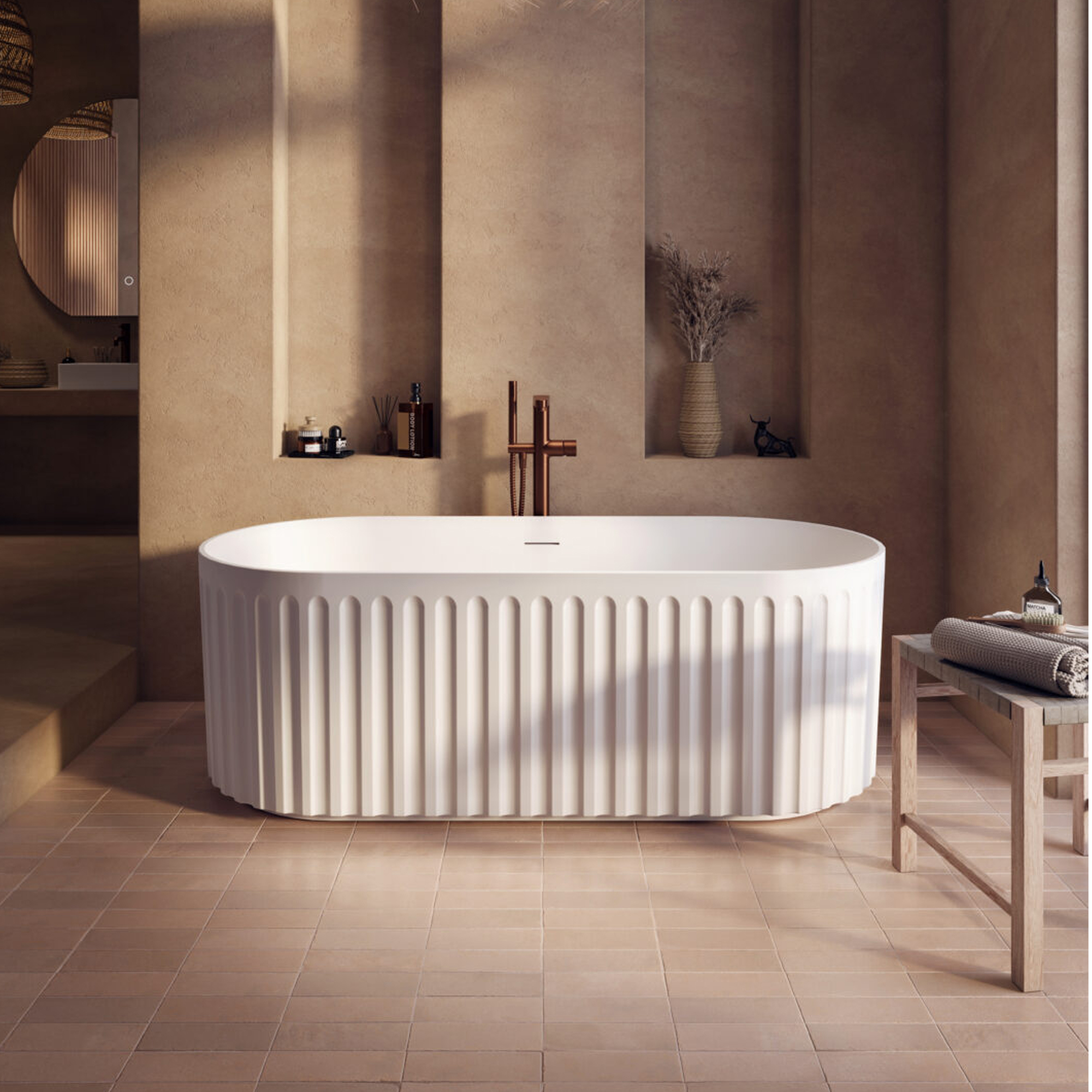 Drench Groove Oval Fluted Acrylic Bath - 1700 x 750mm