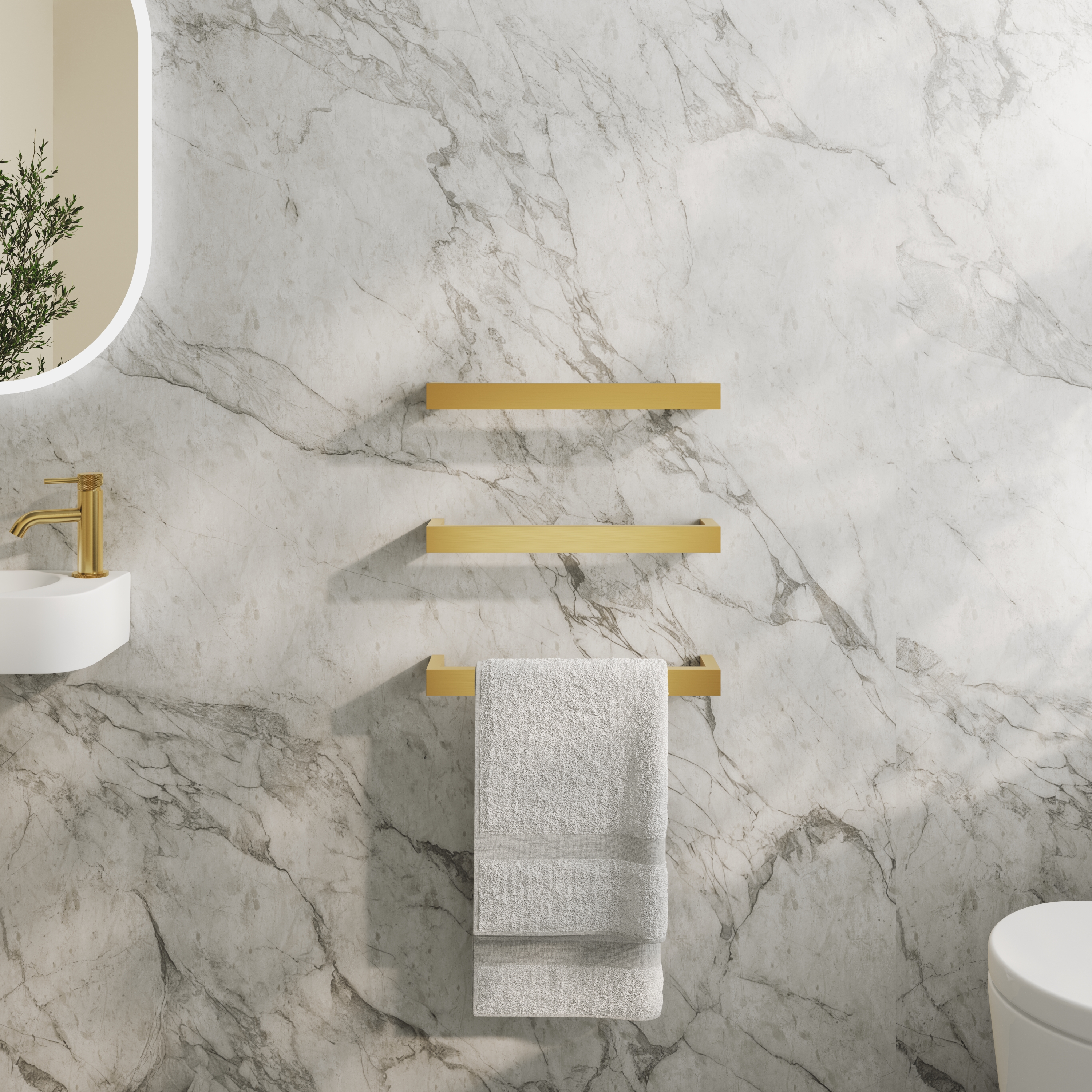 Toasty Flare Brushed Brass Electric Heated Towel Rail