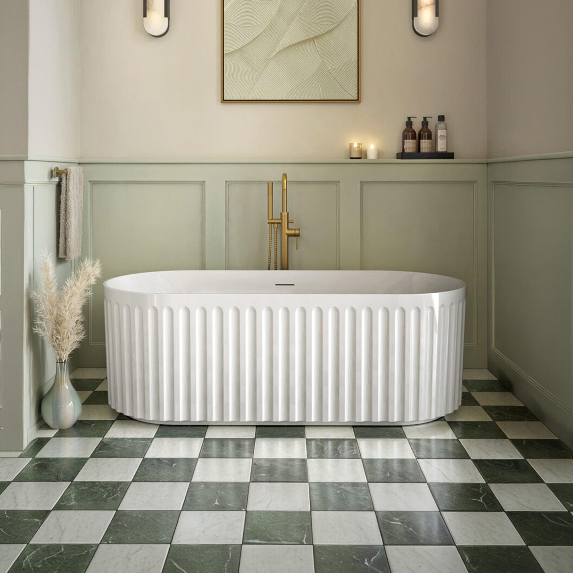 Drench Groove Oval Fluted Acrylic Bath - 1700 x 750mm