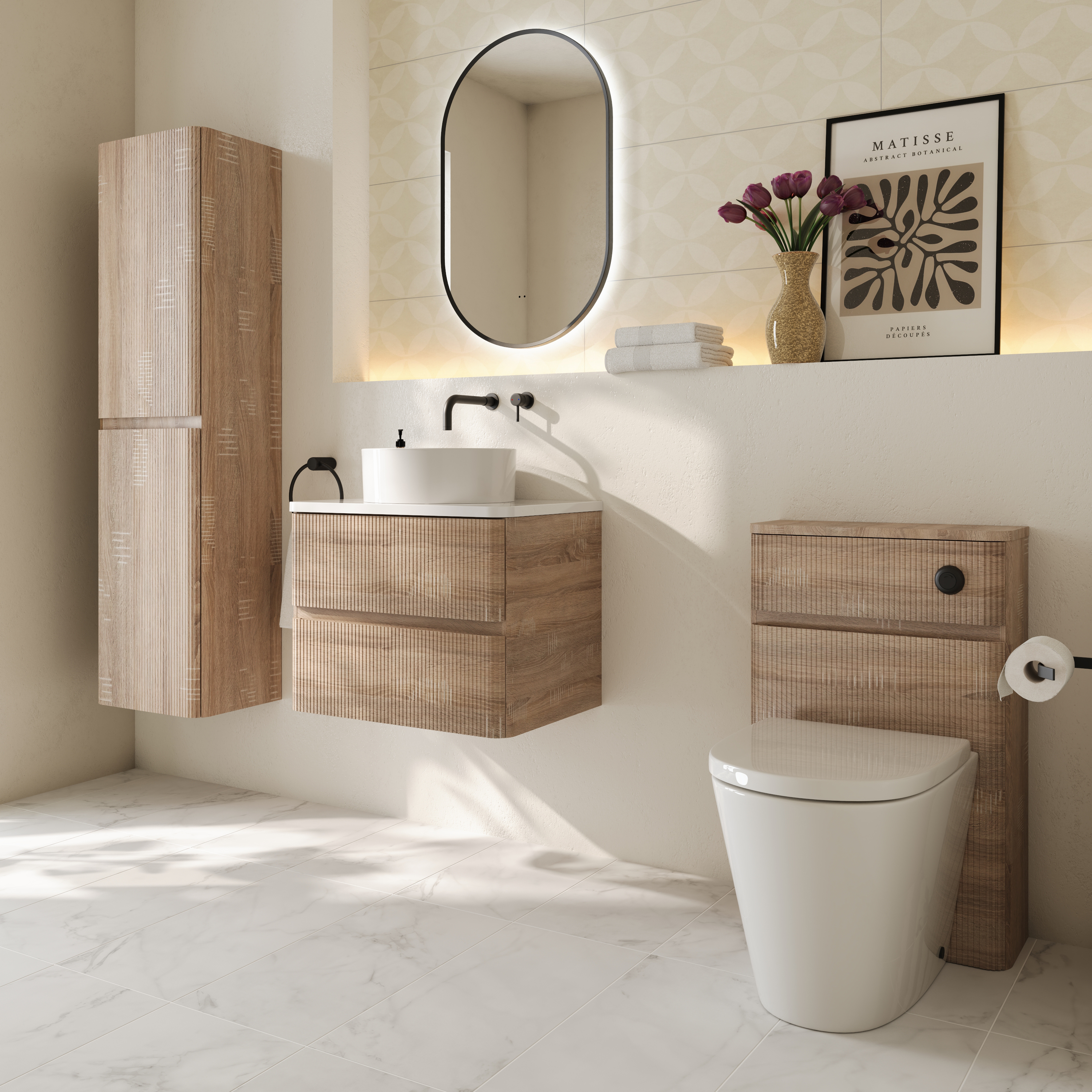 Drench Origin 1500mm Fluted Tall Wall Mounted Cabinet