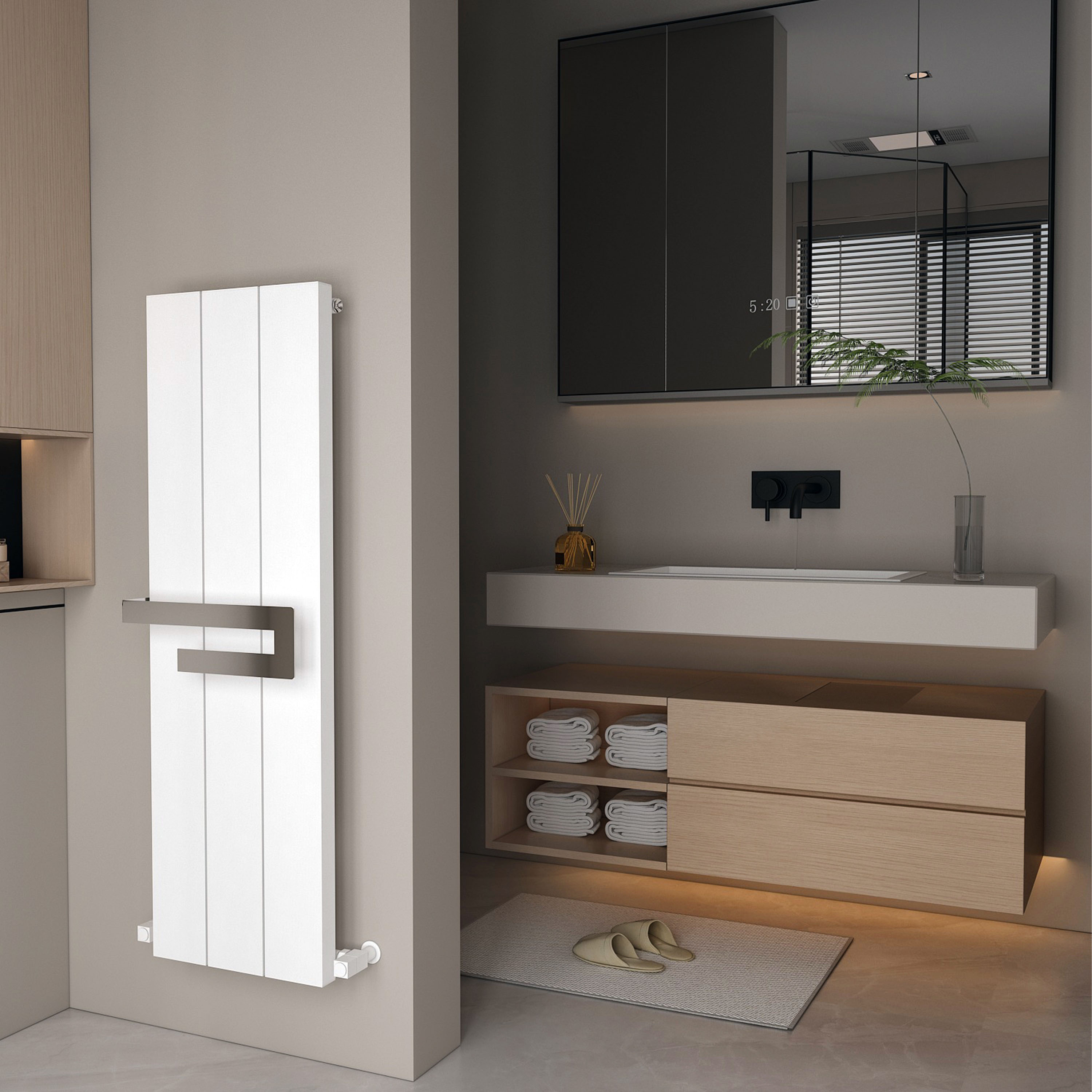 Carisa Elvino Bath Aluminium Vertical Radiator & Towel Rail