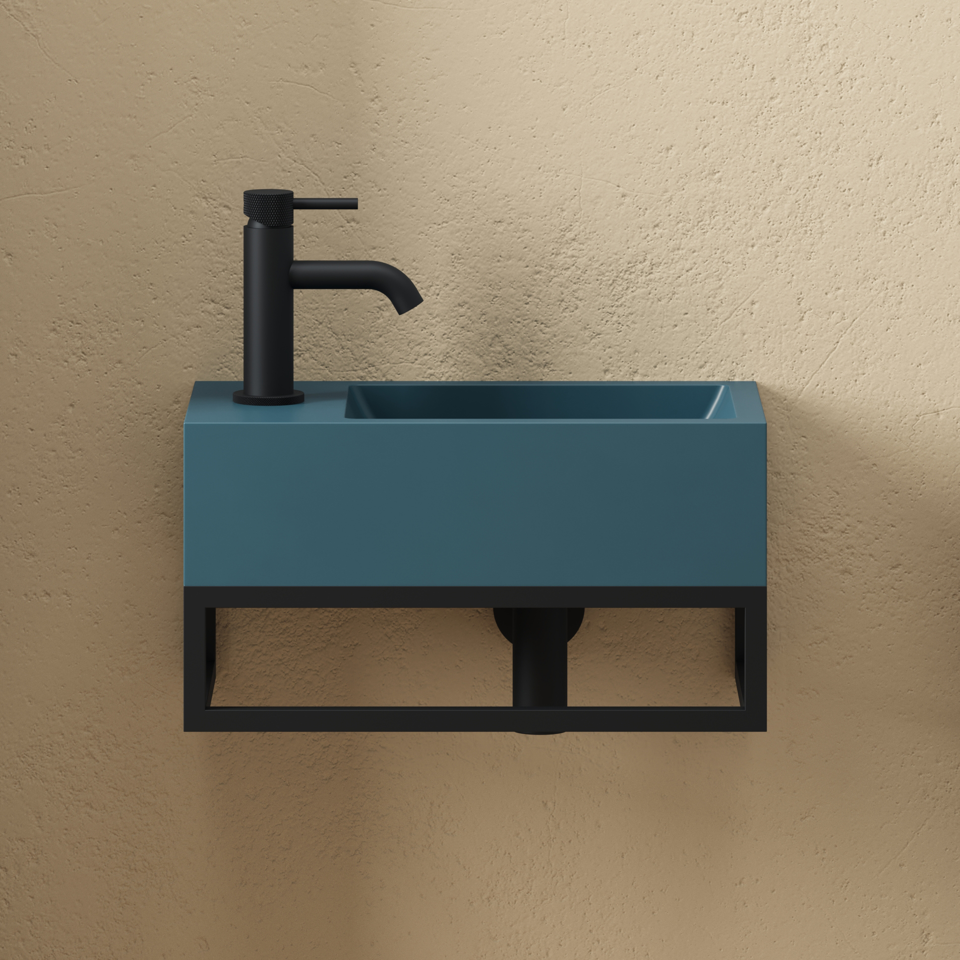 Harbour Concrete 400mm Cloakroom Wall Hung Teal Basin & Frame