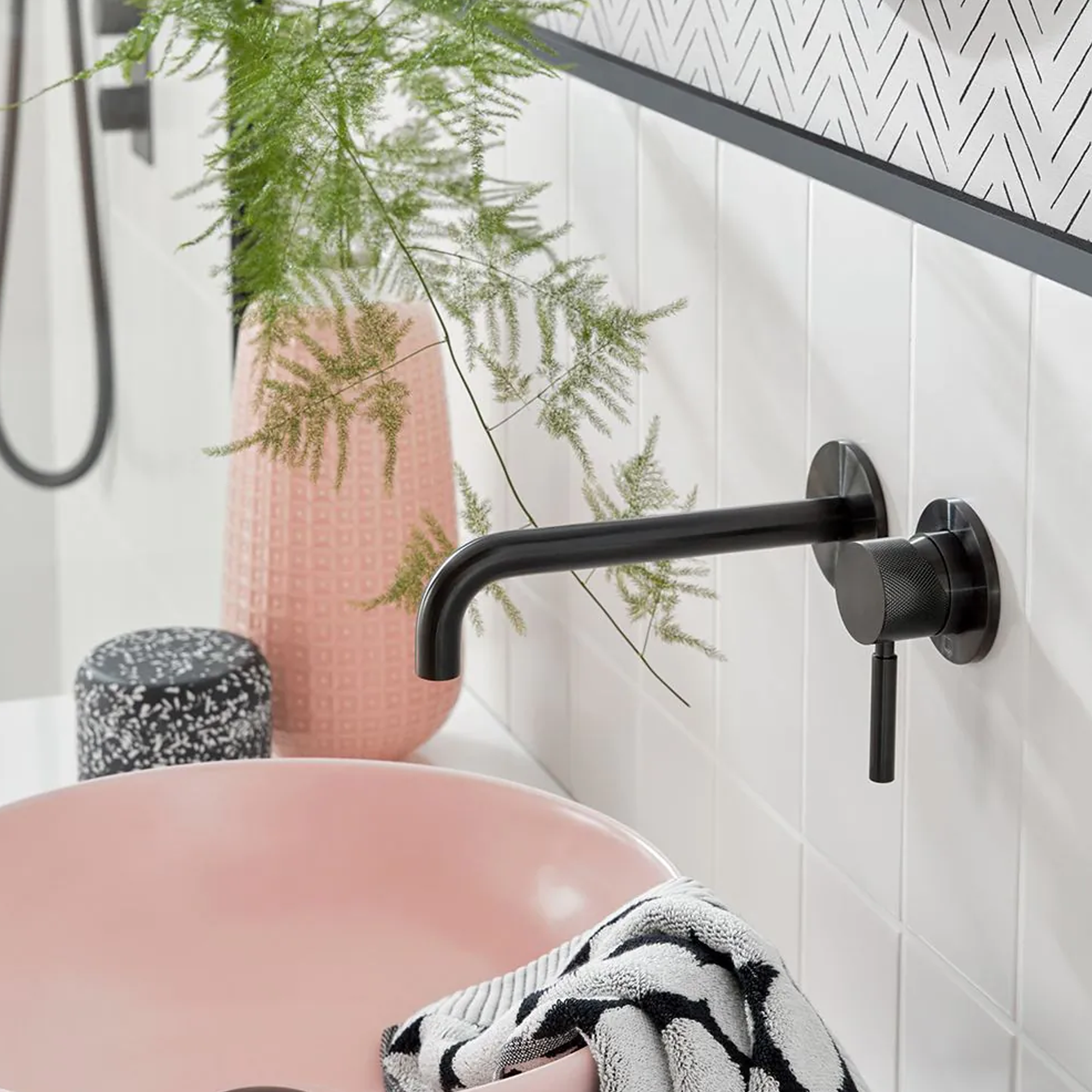 Vado Individual Origins Slimline 2 Hole Wall Mounted Basin Mixer Tap with Knurled Handle
