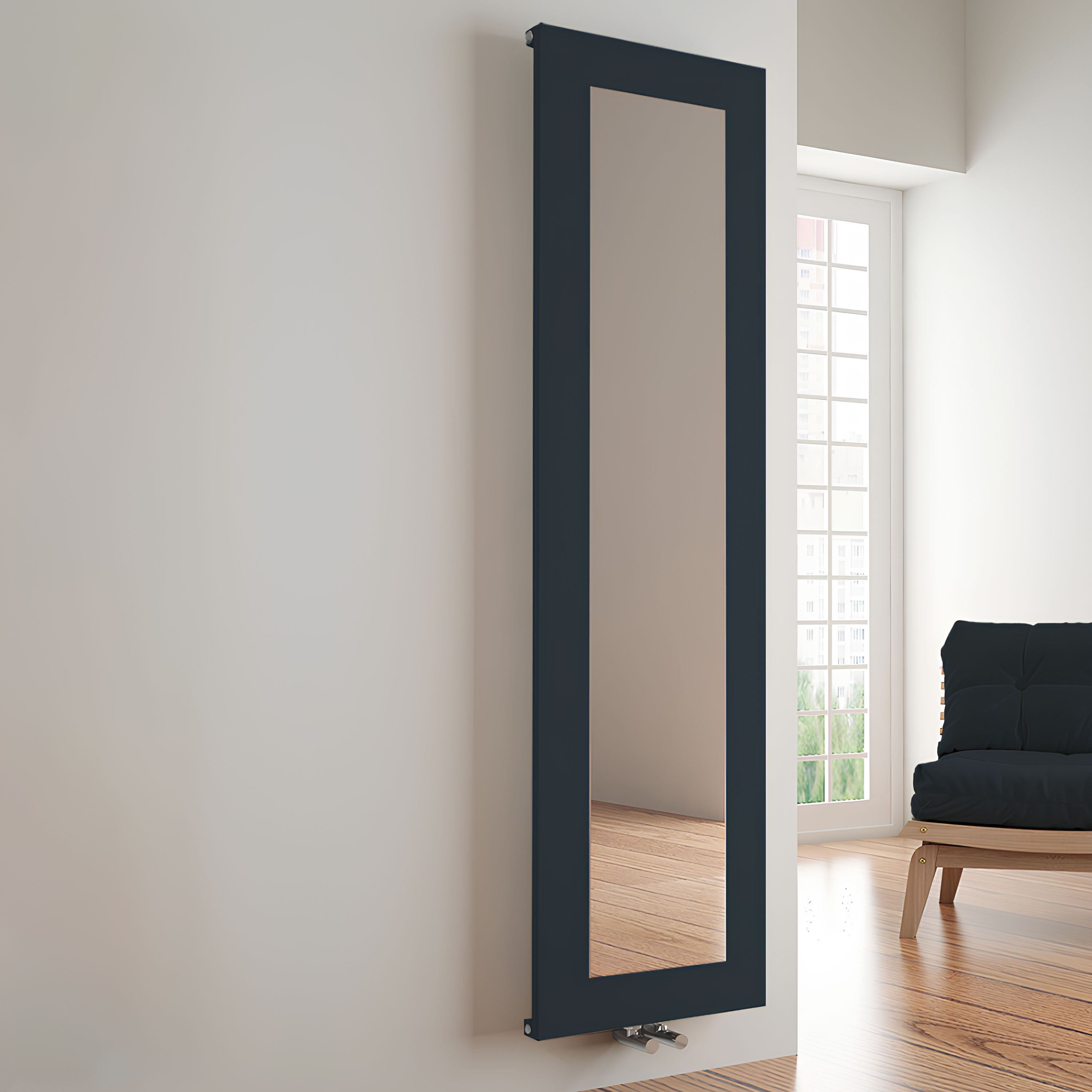 Carisa Quadro Vertical Mirrored Aluminium Radiator